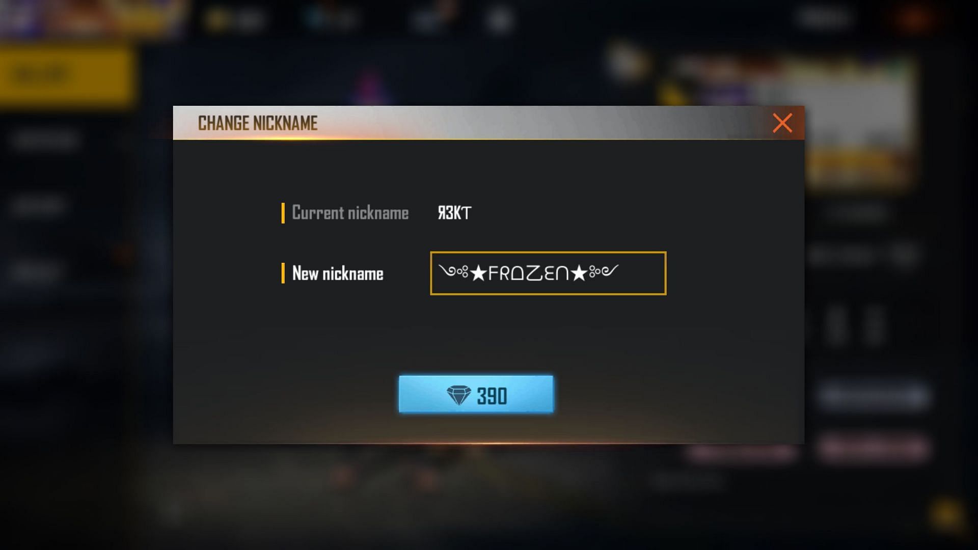 Changing name in Free Fire costs 390 diamonds or a name change card (Image via Free Fire)