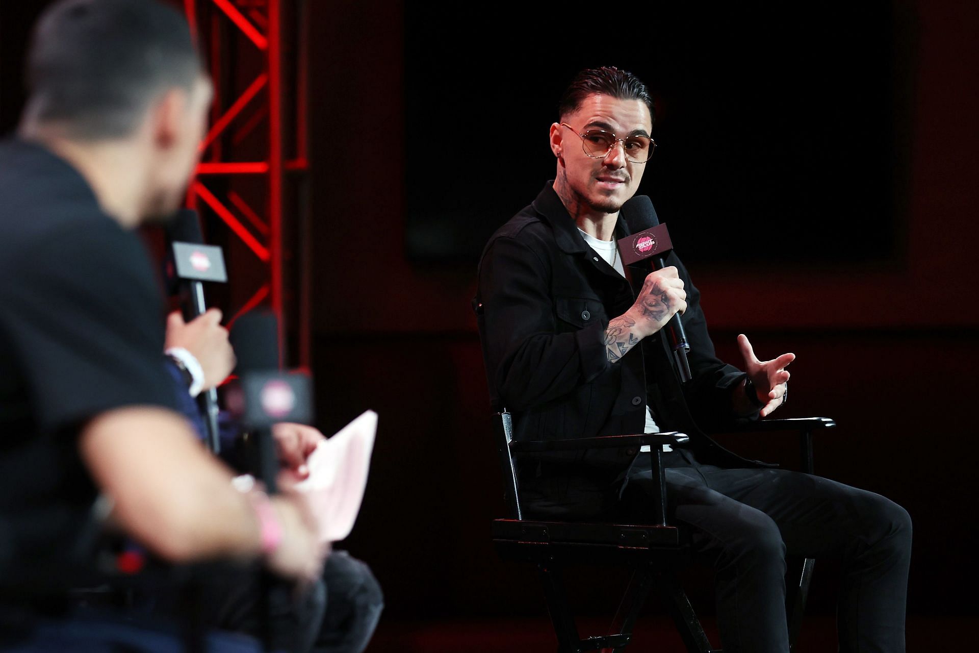 George Kambosos during Lopez vs. Kambosos press conference