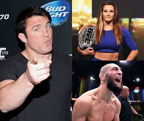 Chael Sonnen (left), Miesha Tate (top), and Khamzat Chimaev (bottom)