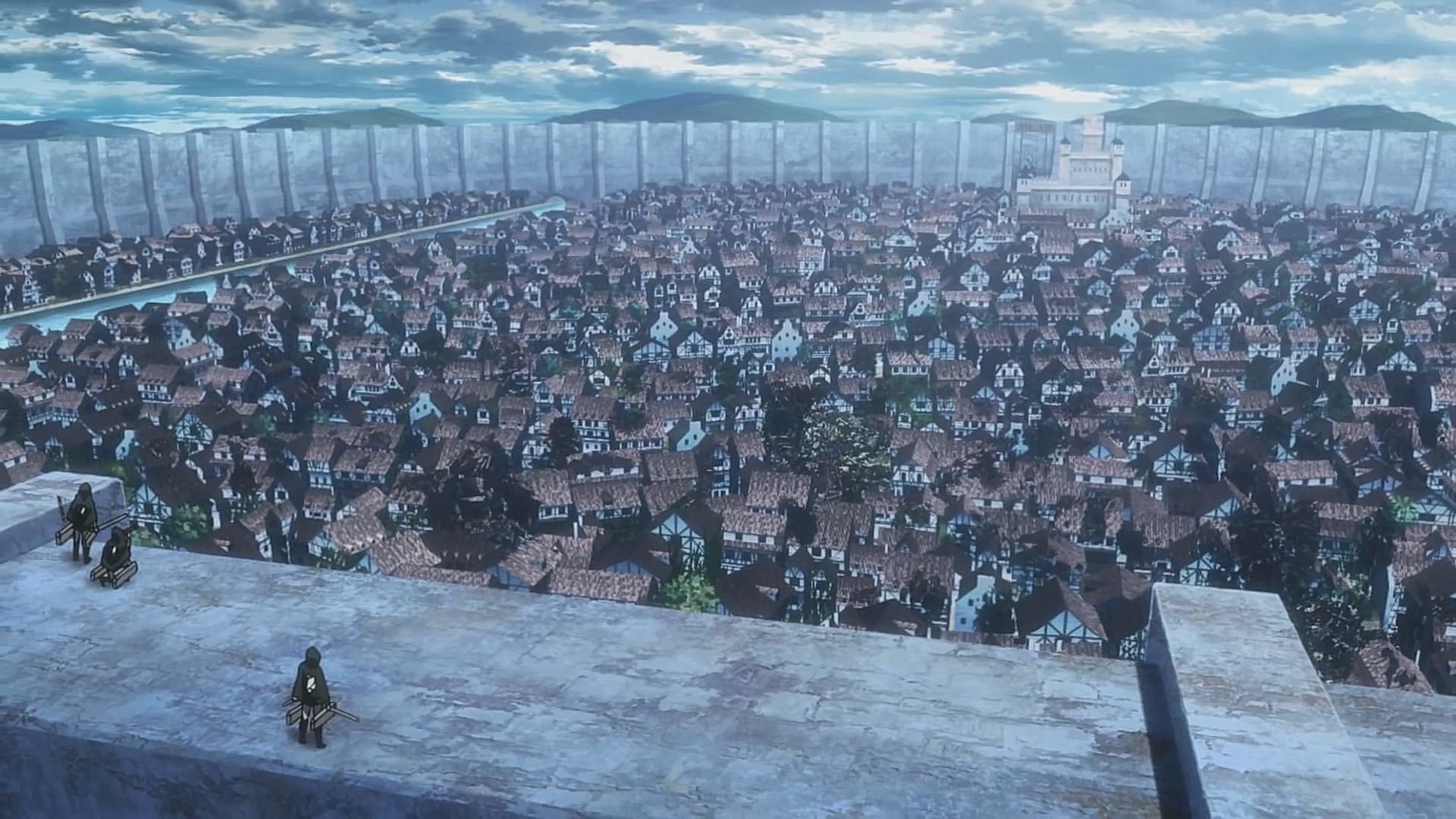Shiganshina District as seen in Season 3 of the Attack on Titan anime (Image via Wit Studio)