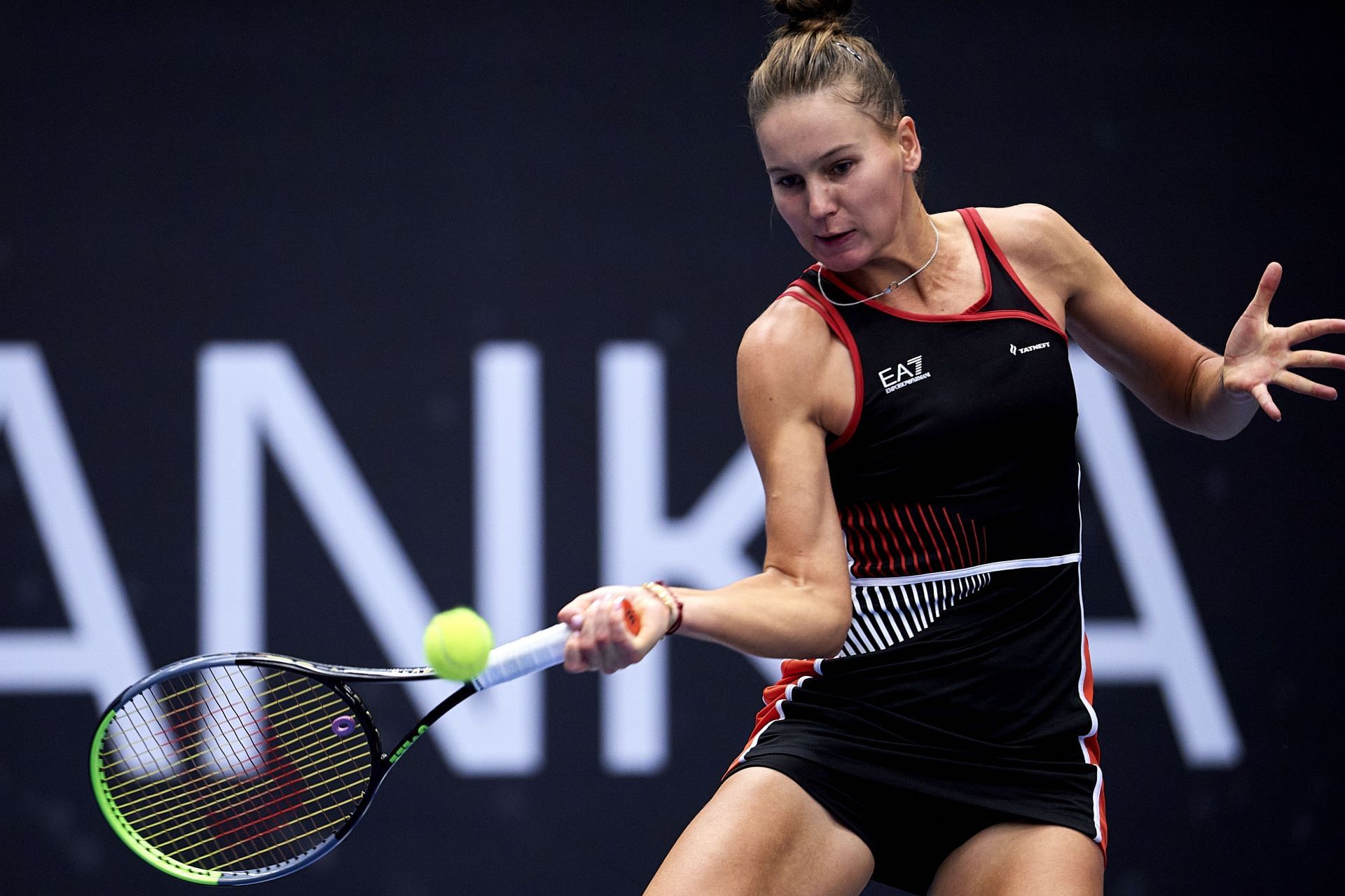 Veronika Kudermetova in action at the J&amp;T Banka Ostrava Open 2021