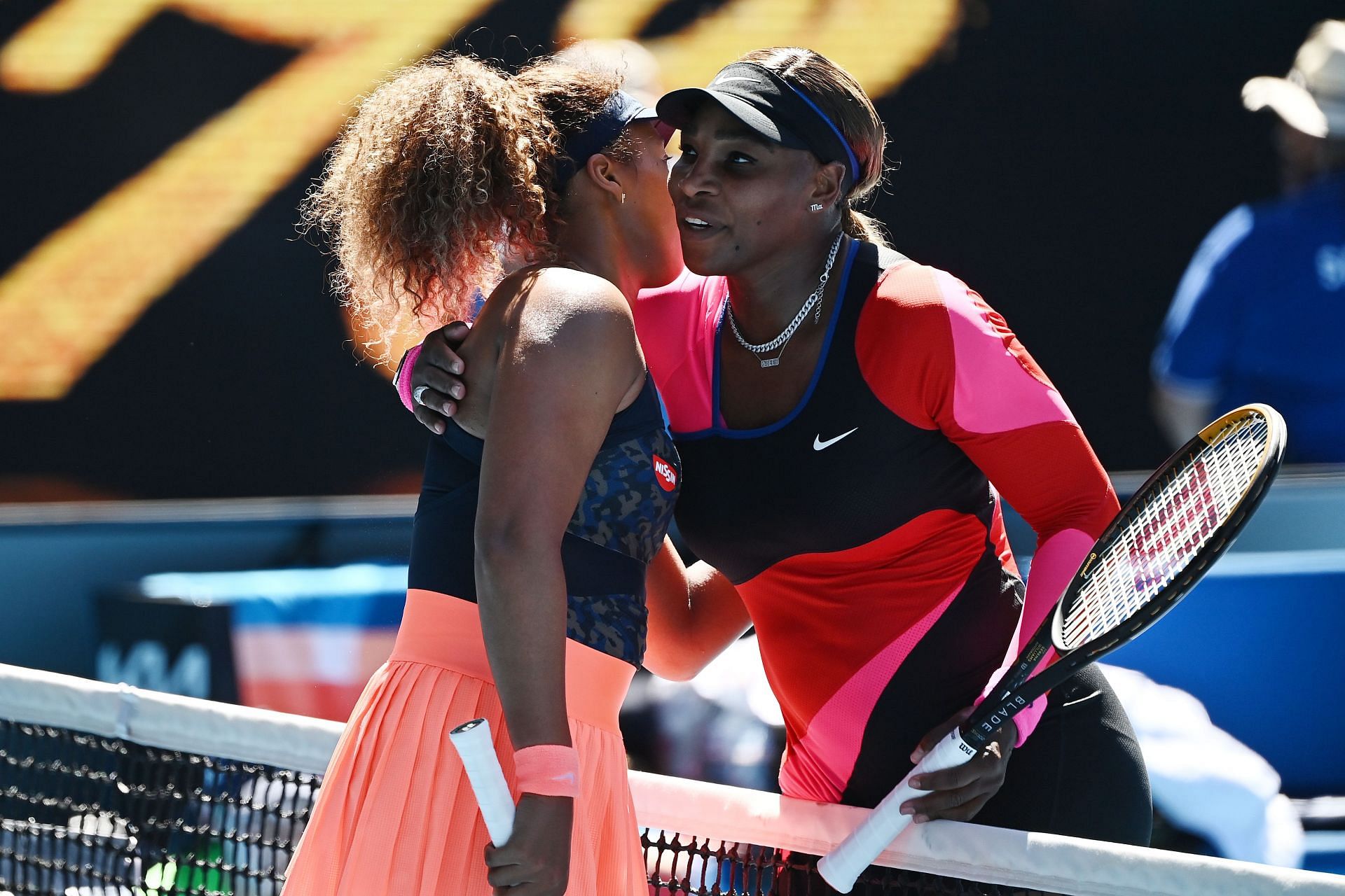 The then 23-year-old Naomi Osaka with Serena Williams at the 2021 Australian Open