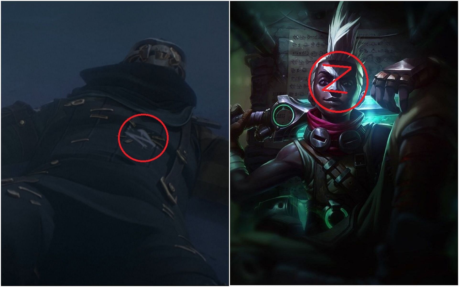 Similarity between the mark on the gang members in Arcane and Ekko&#039;s tattoo (Image via League of Legends)