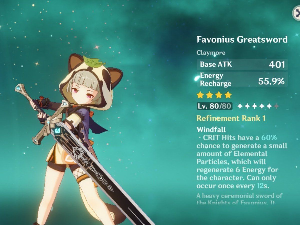 Favonius Greatsword is a good F2P option (Image via Genshin Impact)