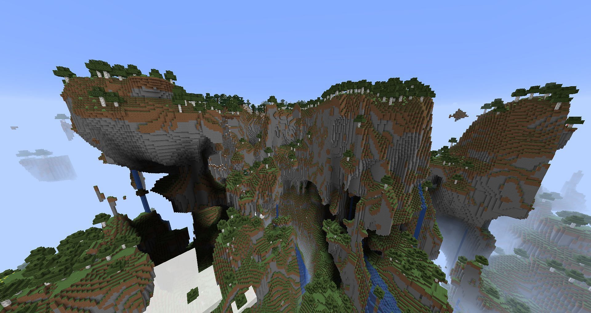 Amplified worlds will have drastically bigger mountains than usual. Image via Minecraft