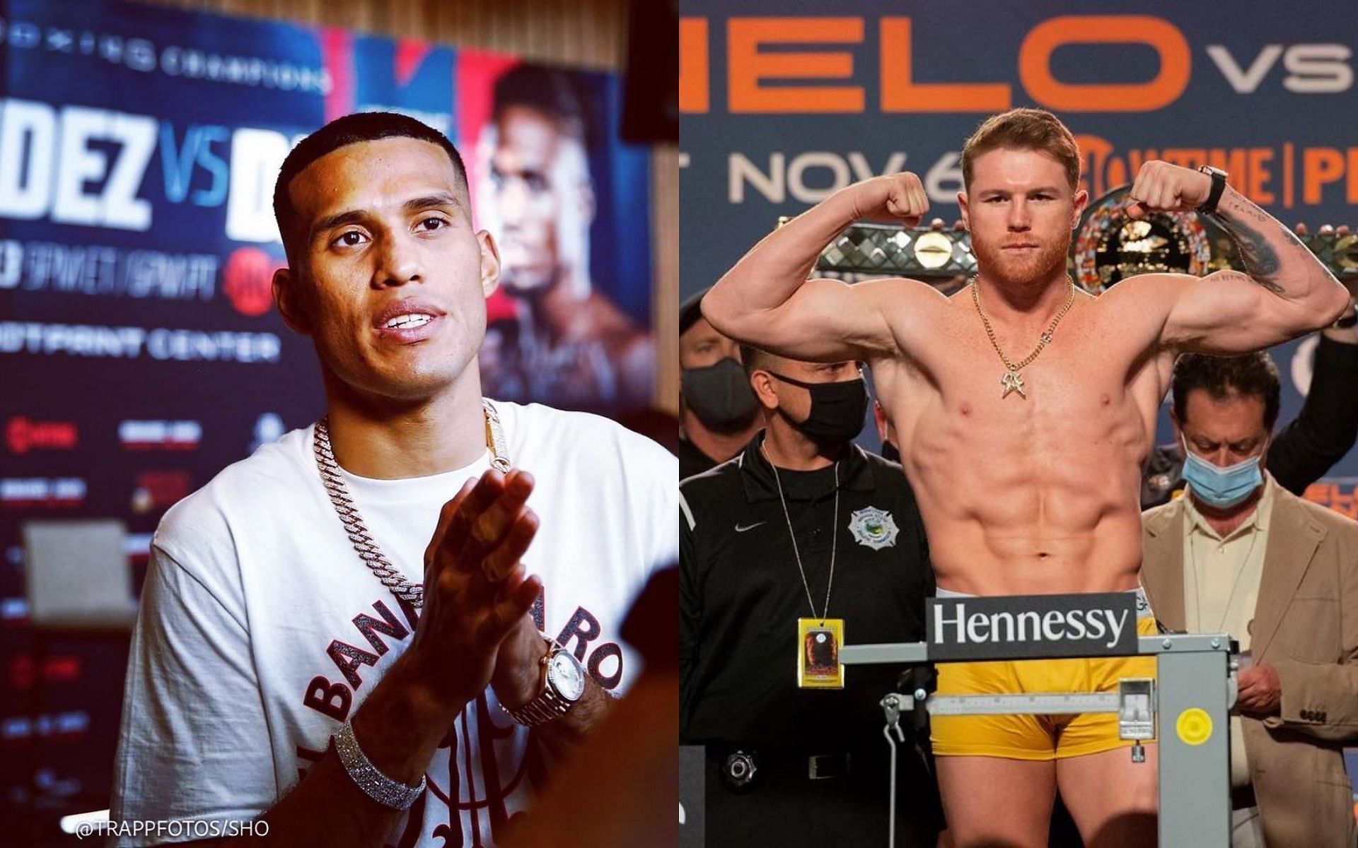 David Benavidez (left) and Canelo Alvarez (right) [Image Courtesy: @benavidez300 and @canelo on Instagram]