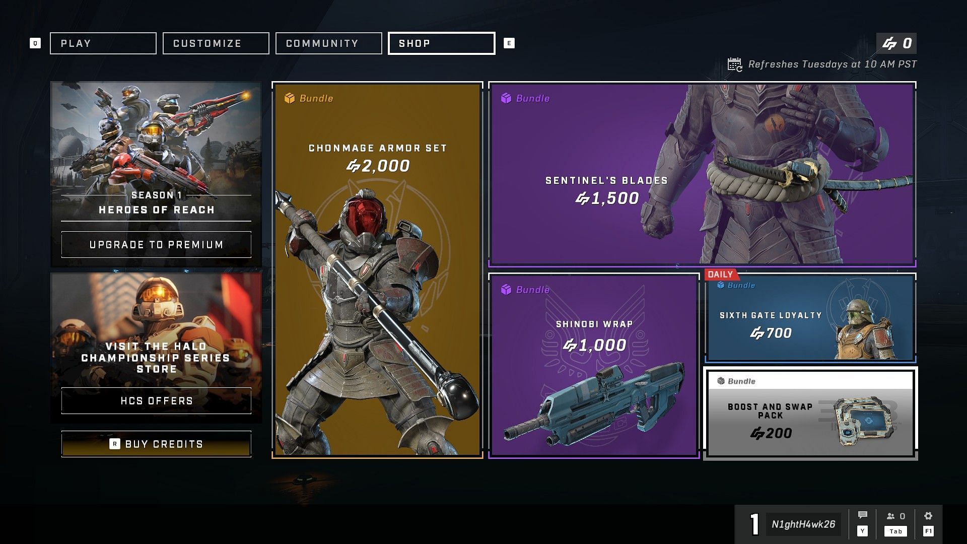 Varying tiers of bundles that players can buy from the shop (Image via Halo Infinite)