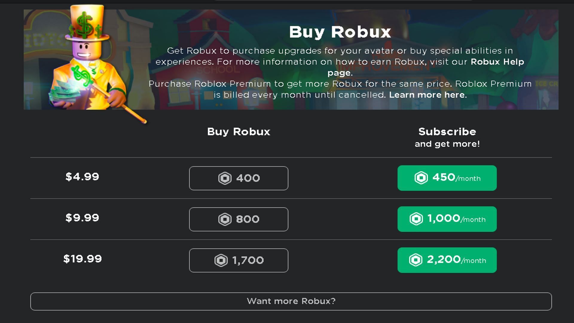 Only buy Robux from Roblox (Image via Roblox)