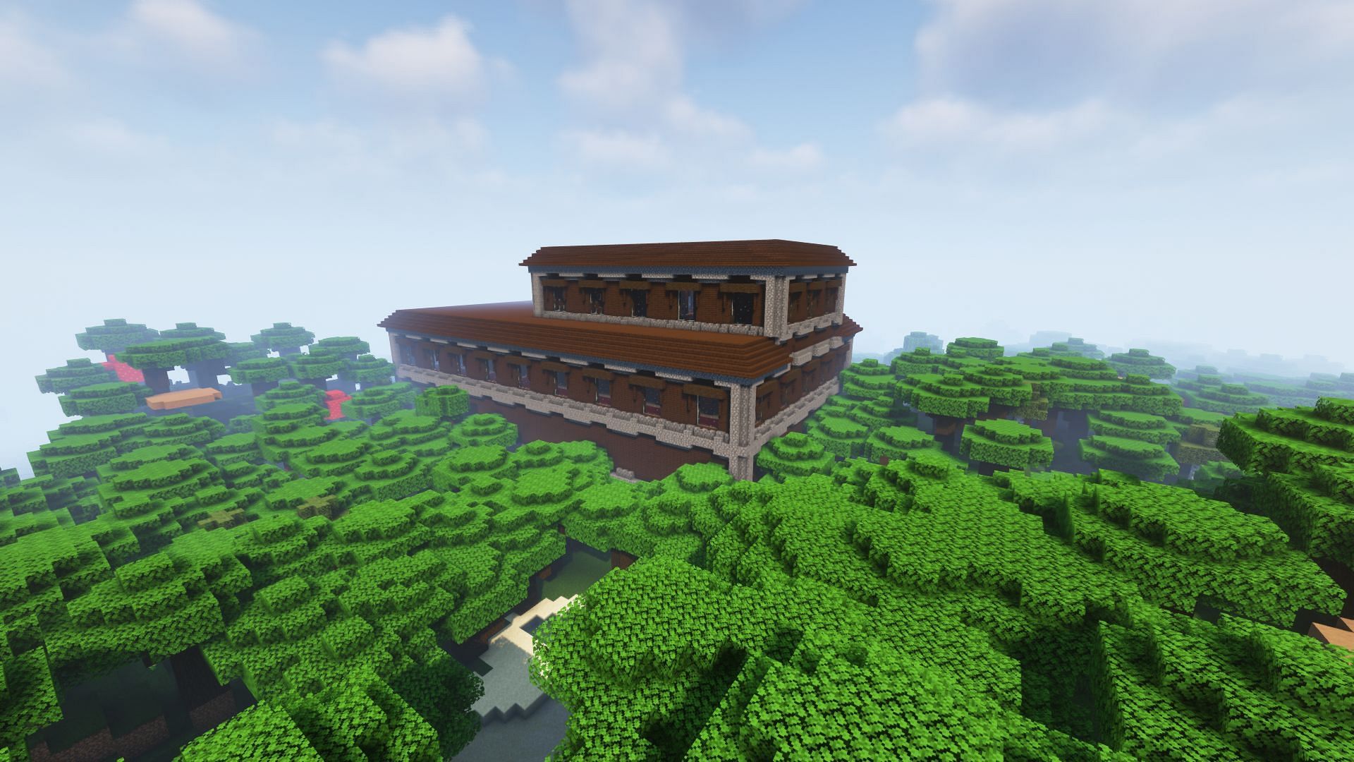 A woodland mansion in the game (Image via Minecraft)