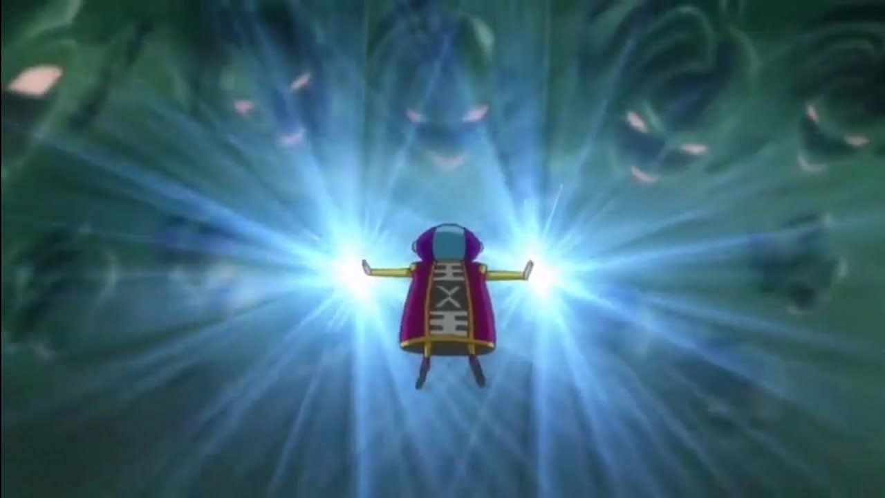 Zeno uses his immense power to erase a Universe 7 timeline. (Image via Toei Animation)