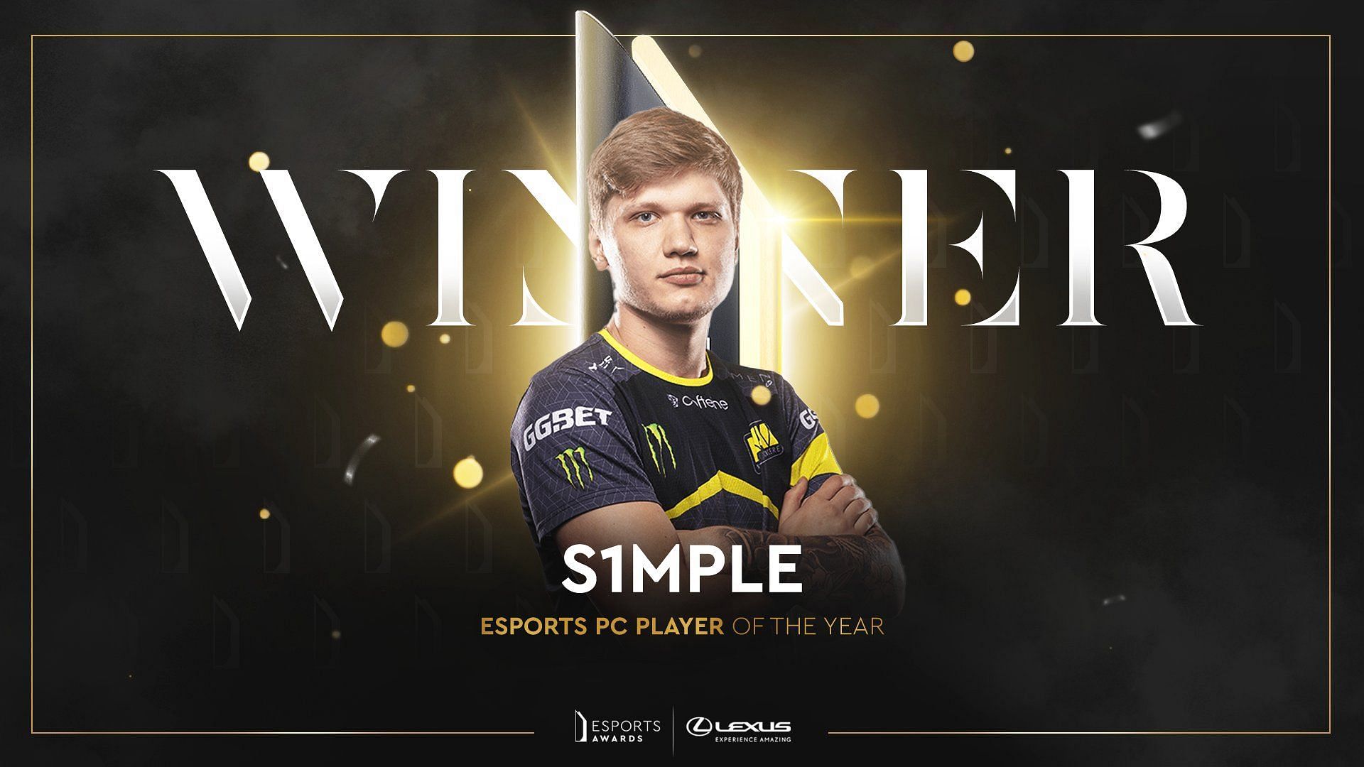 CS: GO pro S1mple wins PC Esports Player of the Year at Esports Awards 2021 (Image via Twitter)