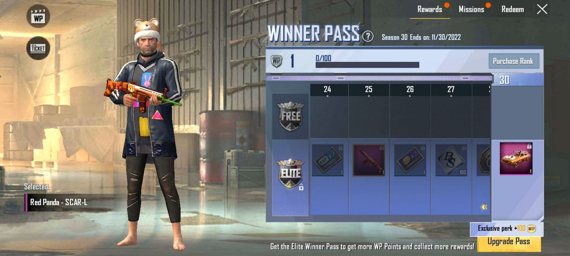 At level 25, players will get a SCAR-L skin (Image via PUBG Mobile Lite)