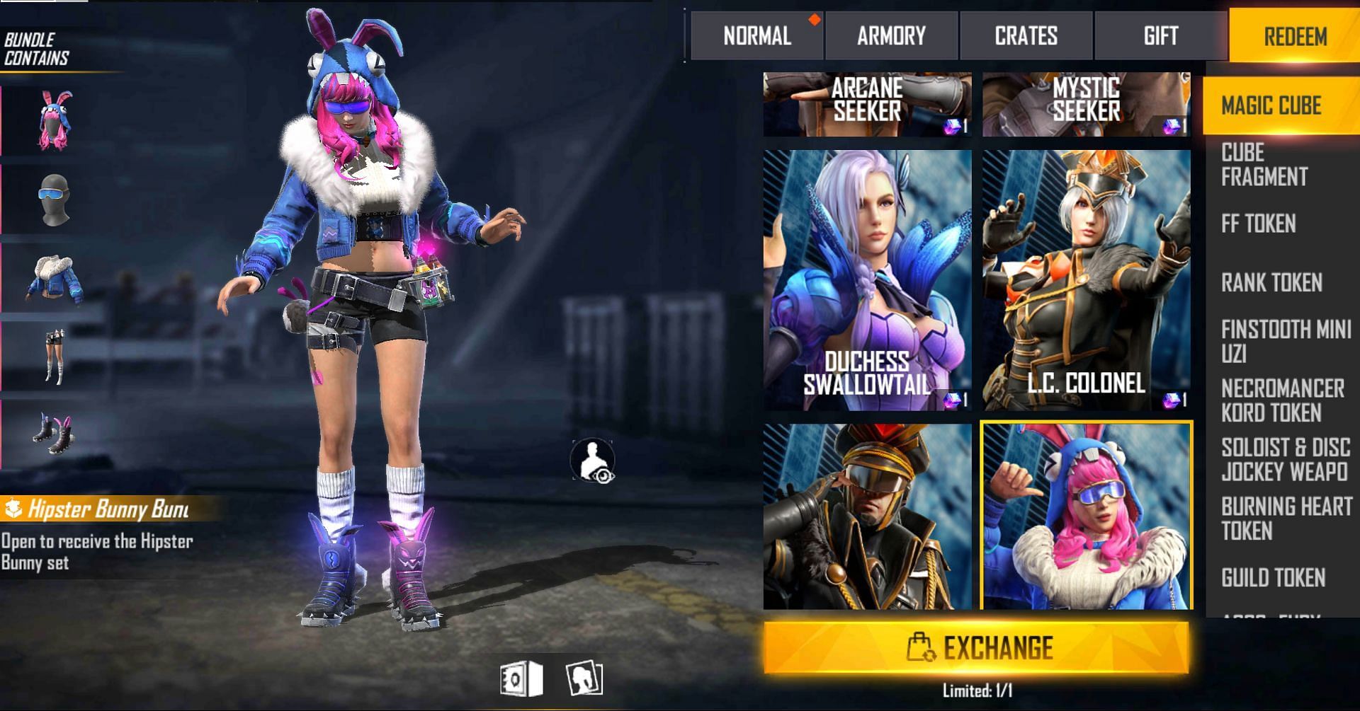 Hipster Bunny Bundle can be used by players (Image via Free Fire)