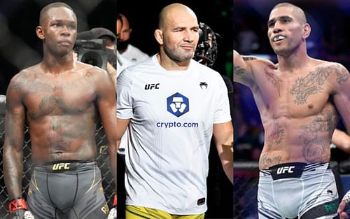 Israel Adesanya (left); Glover Teixeira (center); Alex Pereira (right)