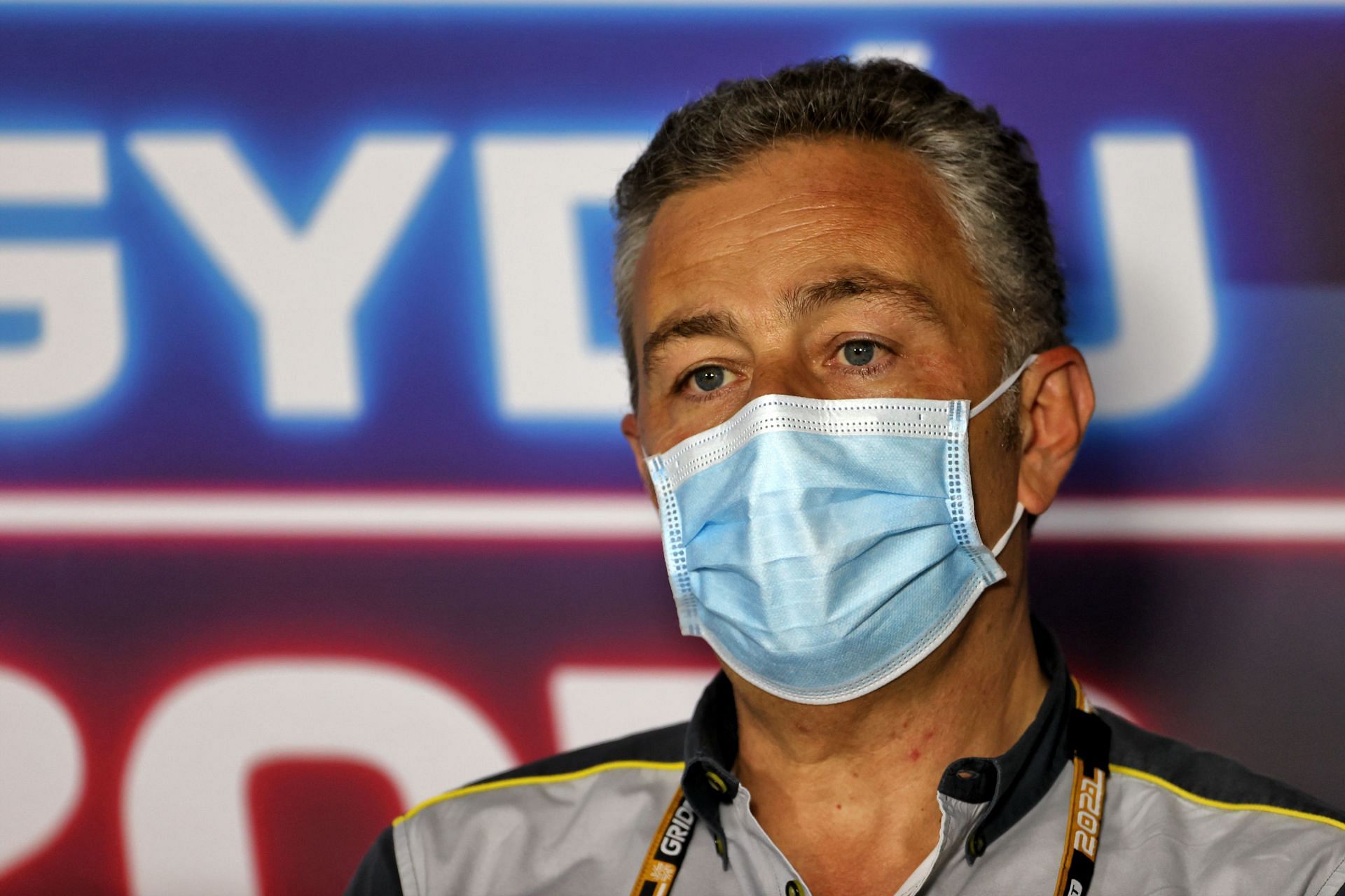 Director of Pirelli F1 Mario Isola talks in the Team Principals Press Conference in Budapest, Hungary (Photo by XPB - Pool/Getty Images)