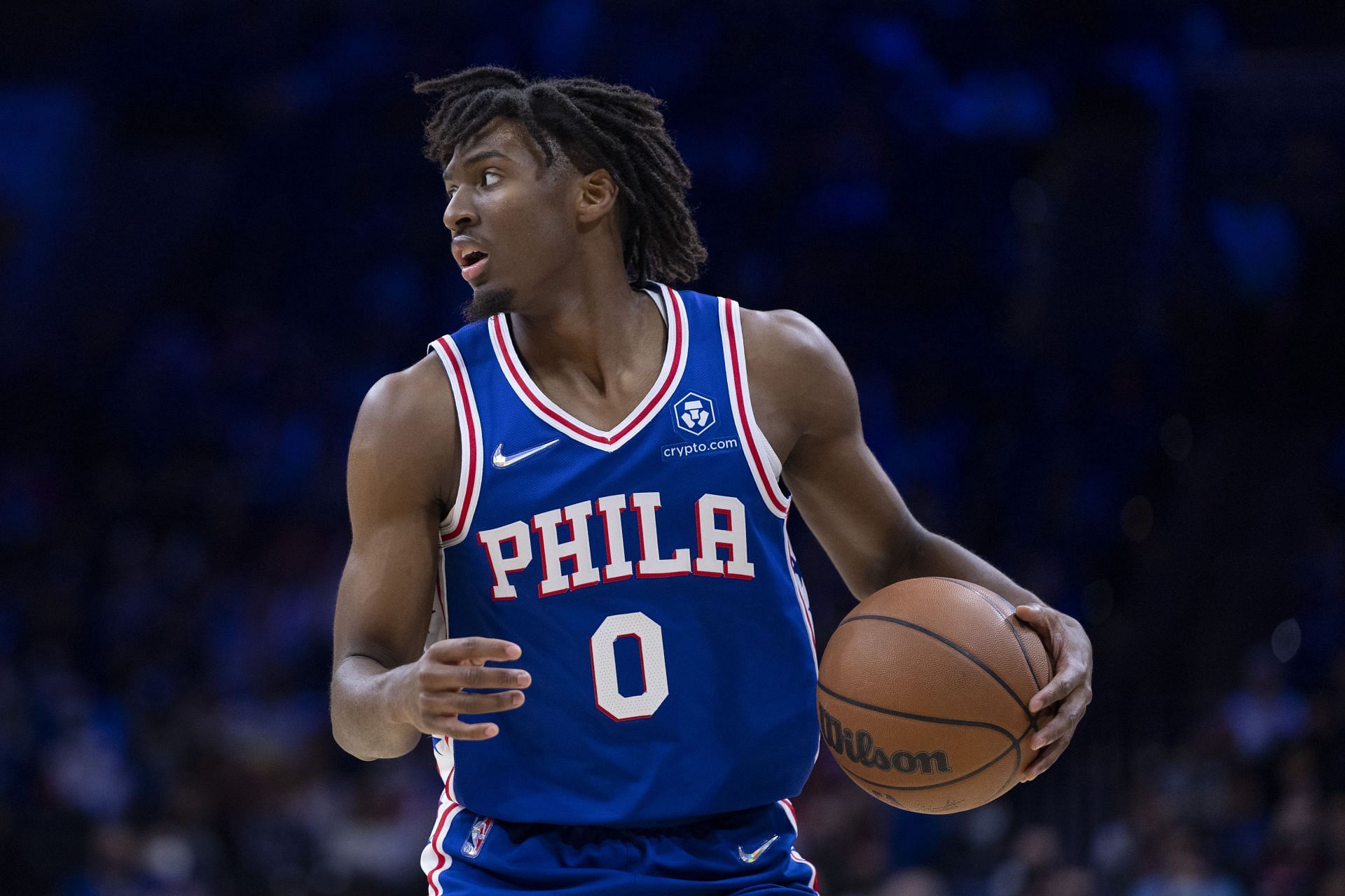 Tyrese Maxey #0 of the Philadelphia 76er