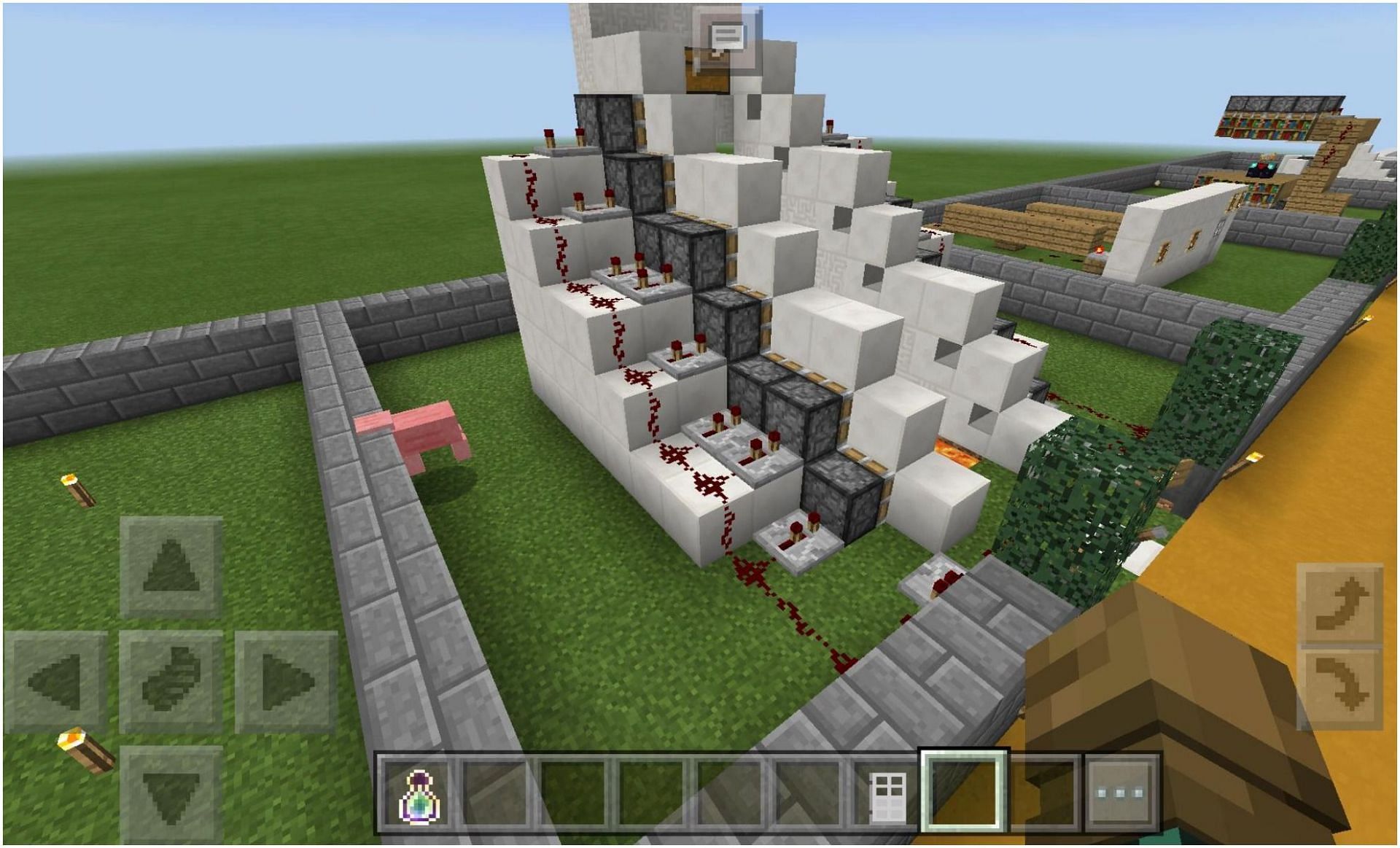 A redstone build in progress in (Image via Minecraft)
