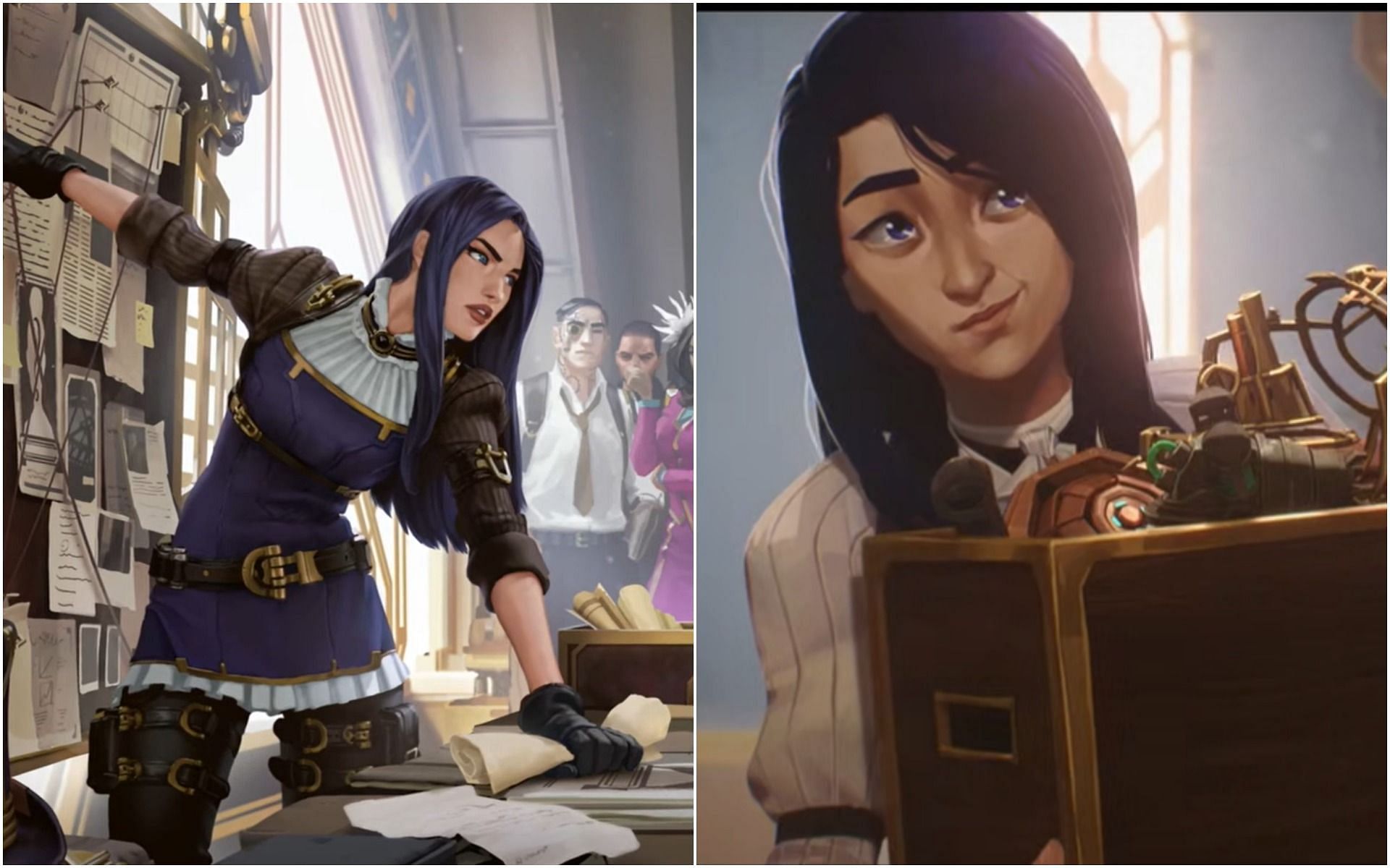 Caitlyn in League of Legends (left) and Caitlyn in Arcane Act I (right) (Image via League of Legends)