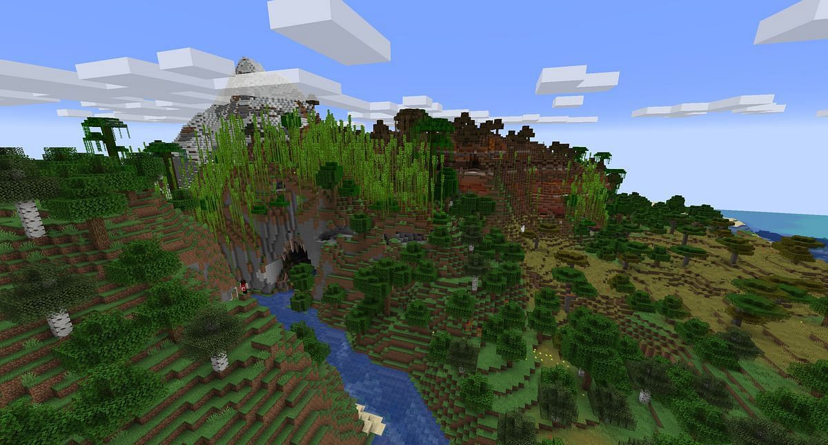 A mountain forest in Minecraft (Image via Minecraft)