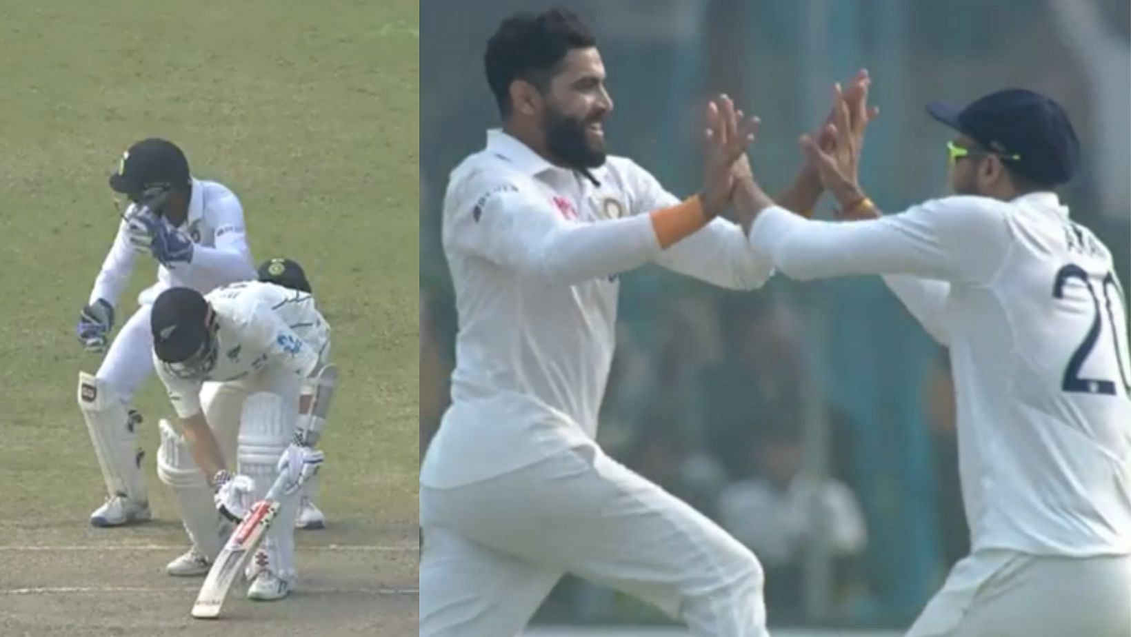 Screengrabs from Ravindra Jadeja&#039;s wicket of Kane Williamson. (PC: BCCI)