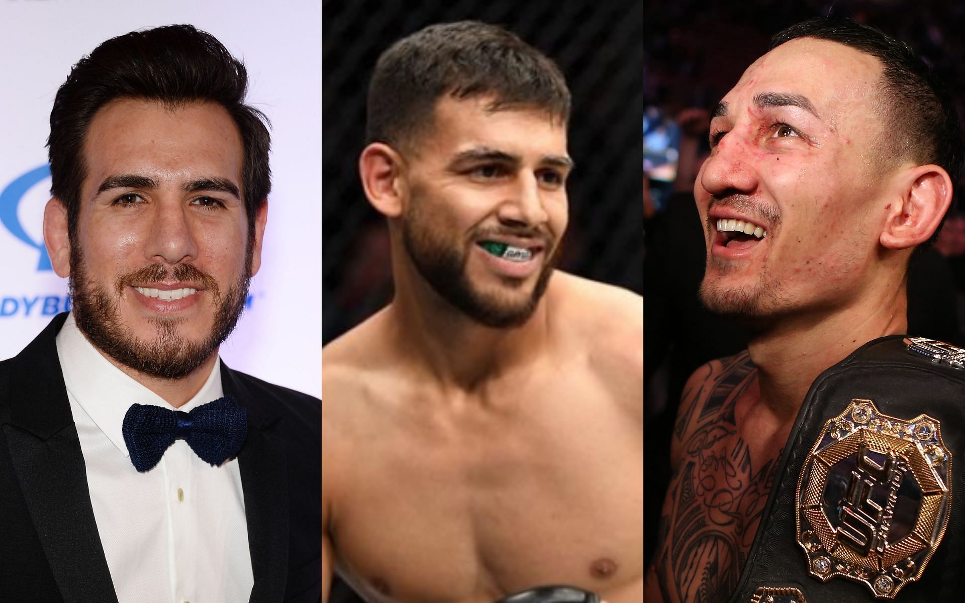 Kenny Florian (left) and UFC featherweight contenders Yair Rodriguez (center; Image Credit: @panteraufc on Instagram) and Max Holloway (right)