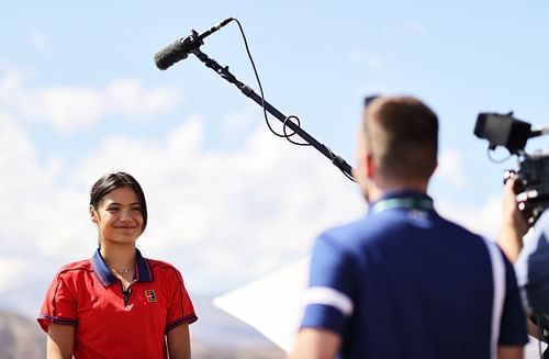 Emma Raducanu at the media day for BNP Paribas Open.