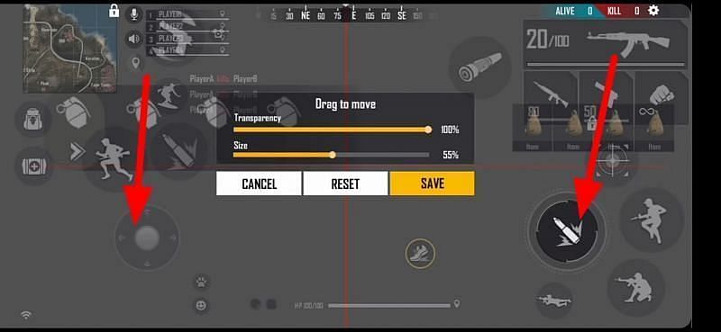 A concise controls layout in Free Fire (Image via Garena)