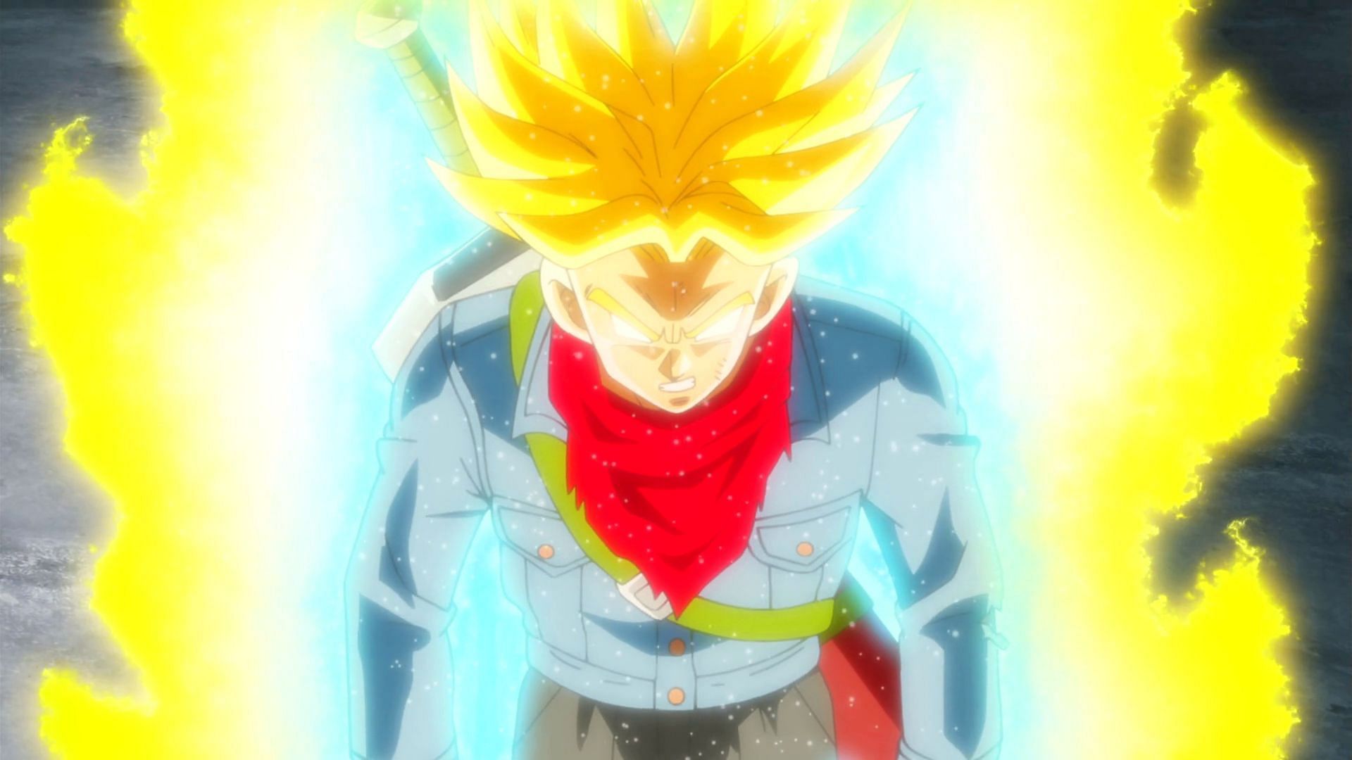 Future Trunks in his Super Saiyan Rage form in the Dragon Ball Super anime. (Image via Toei Animation)