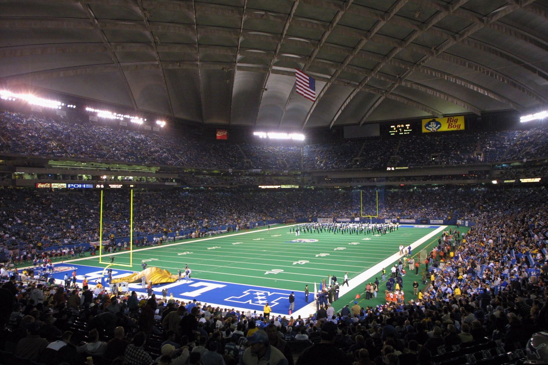 The Pontiac Silverdome, seen in 2001, played host to a most unusual Thanksgiving game (Photo: Getty)