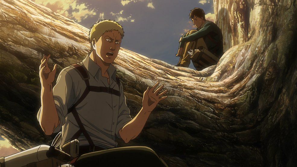 Reinwr in his Warrior personality with Berthold in the background (credit : Wit Studio)