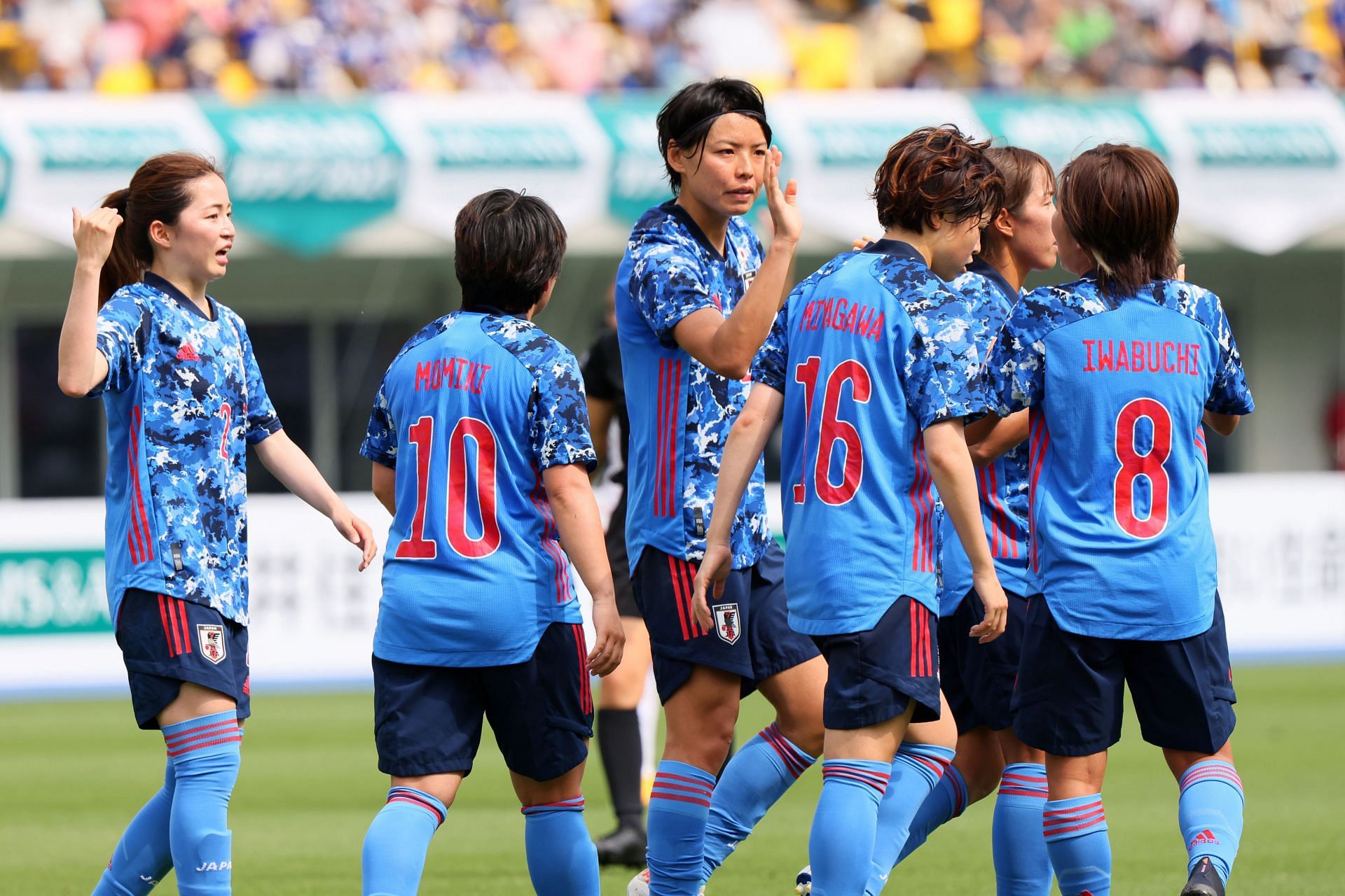 Nadeshiko Japan celebrate a goal