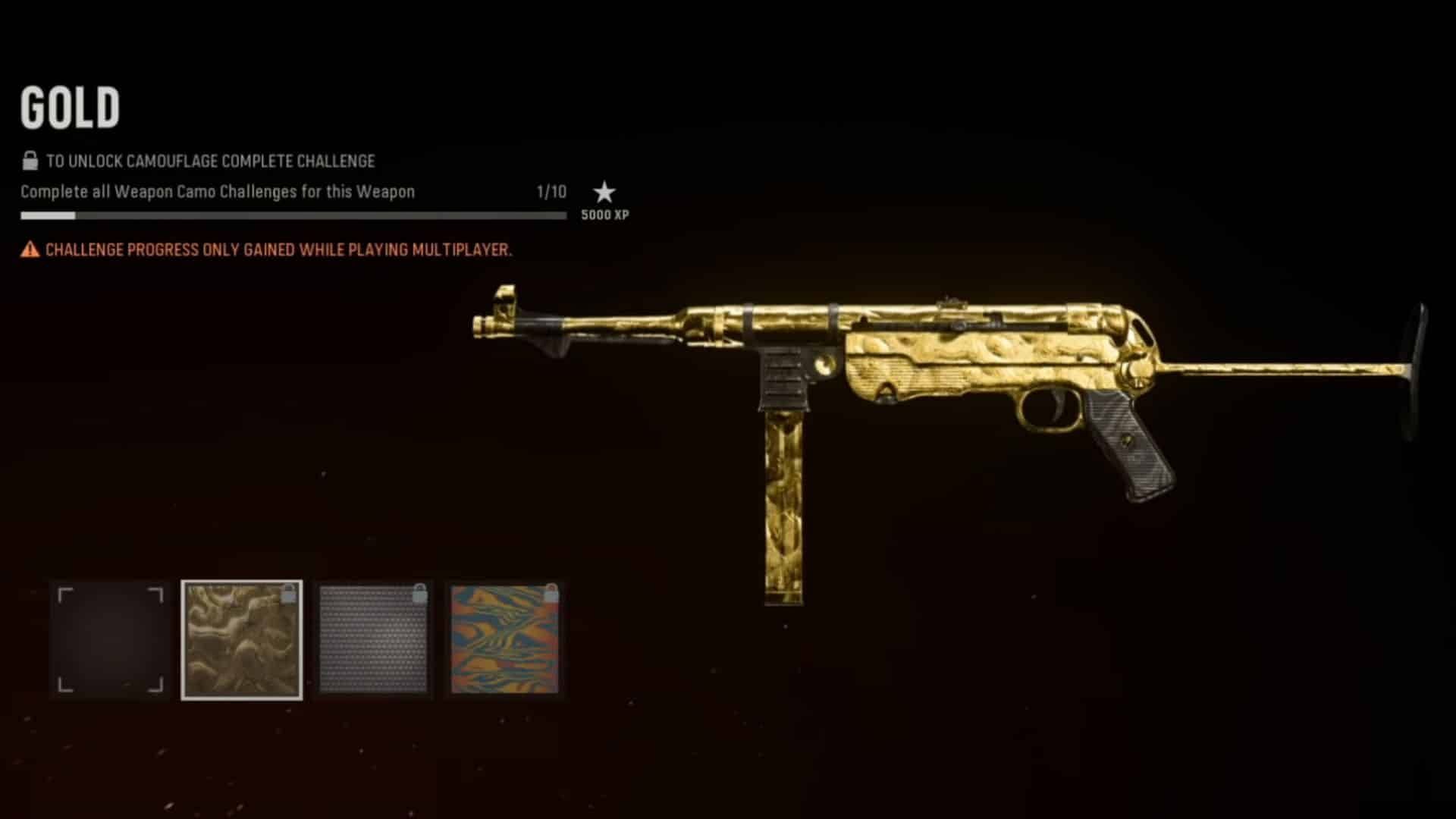Gold camo for the MP40 in Call of Duty: Vanguard (Image via Activision)