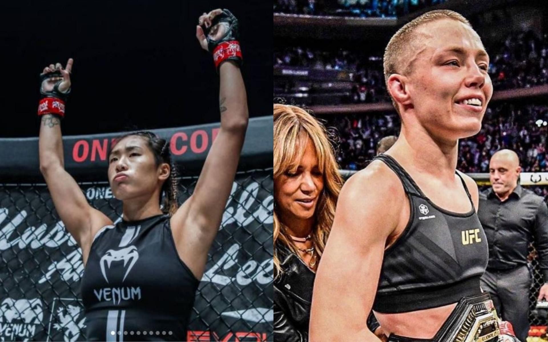 ONE Championship atomweight queen Angela Lee (left) can possibly give UFC strawweight champ Rose Namajunas (right) a run for her money. (Credits: @angelaleemma, @rosenamajunas via Instagram)