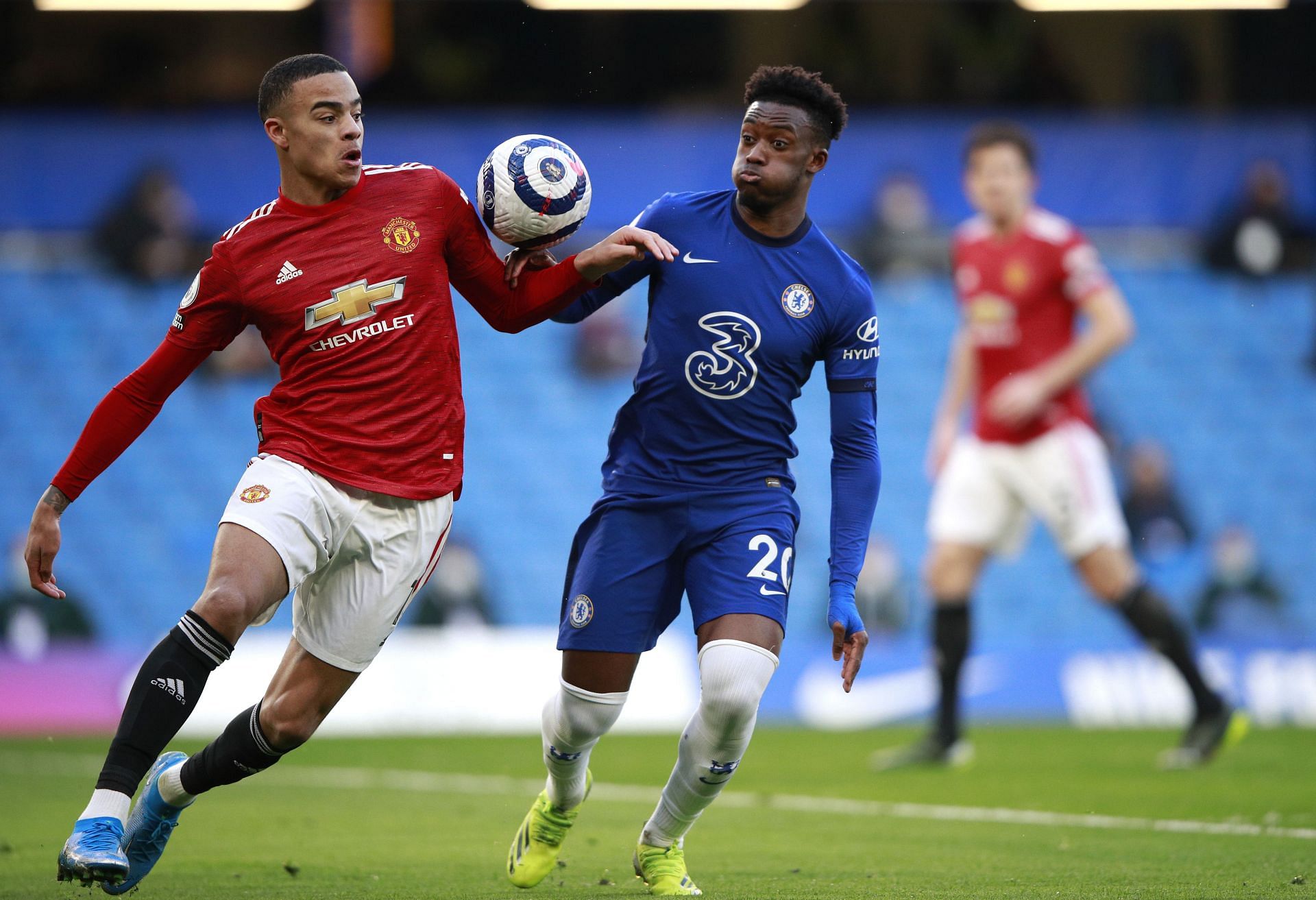 Mason Greendwood (L) and Callum Hudson-Odoi will go head-to-head when Chelsea host Manchester United