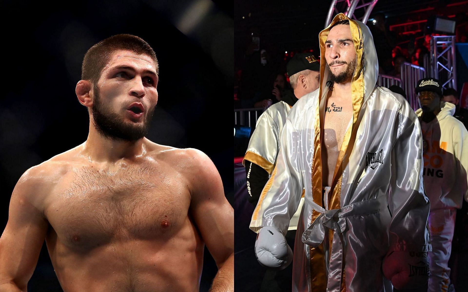 Khabib Nurmagomedov (left) &amp; Nico Ali Walsh (right)