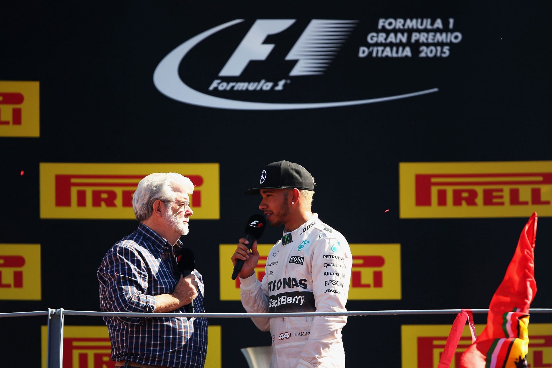 2015 F1 Grand Prix of Italy - George Lucas interviews Lewis Hamilton