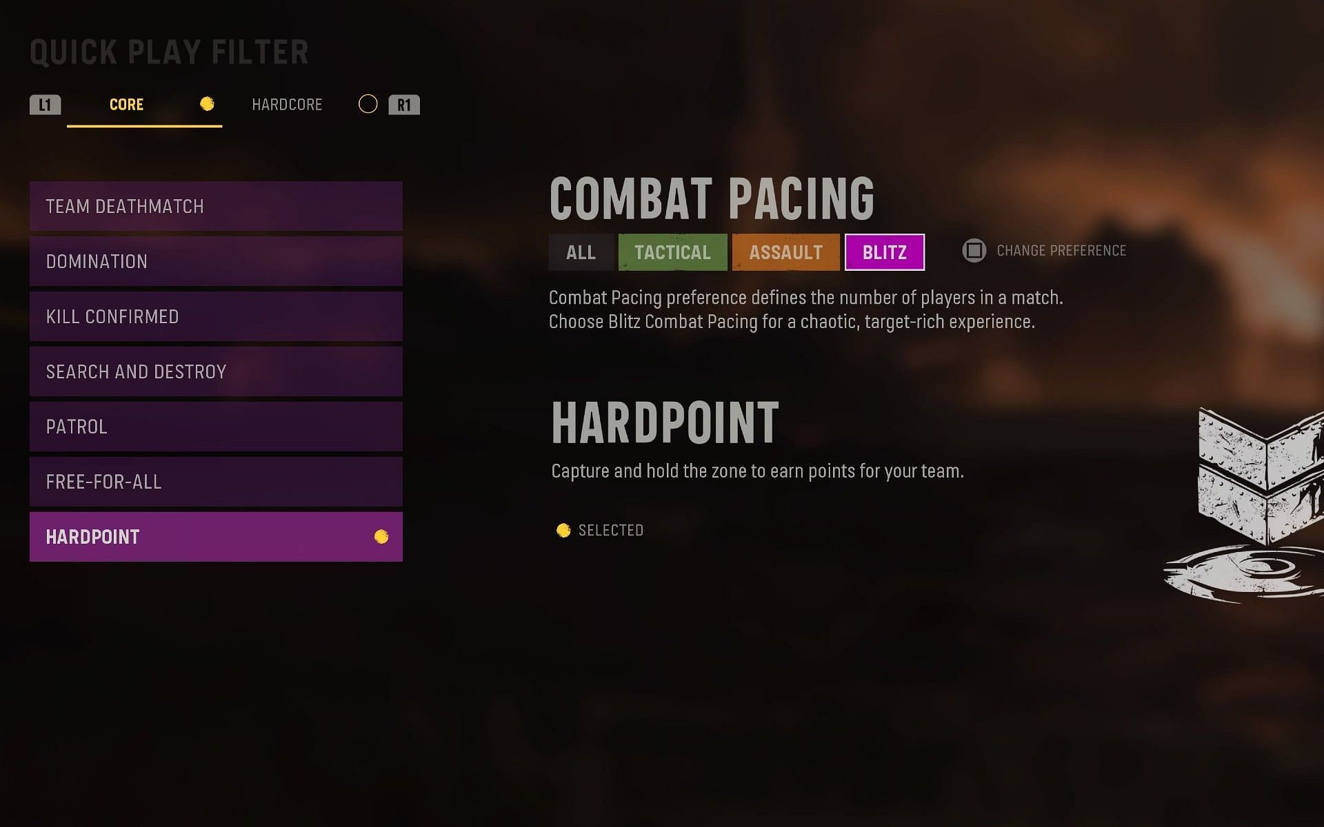 Change the Combat Pacing for different levels of chaos. (Image via Activision)