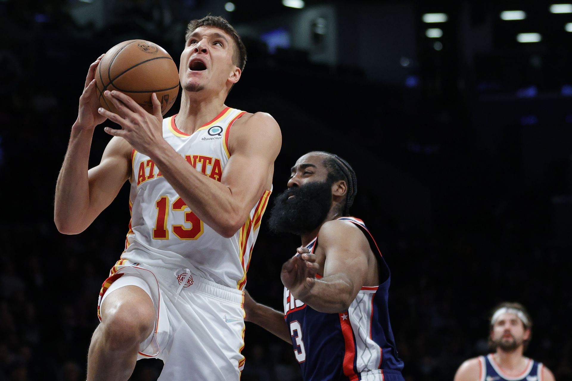 Bogdan Bogdanovic of the Atlanta Hawks v Brooklyn Nets