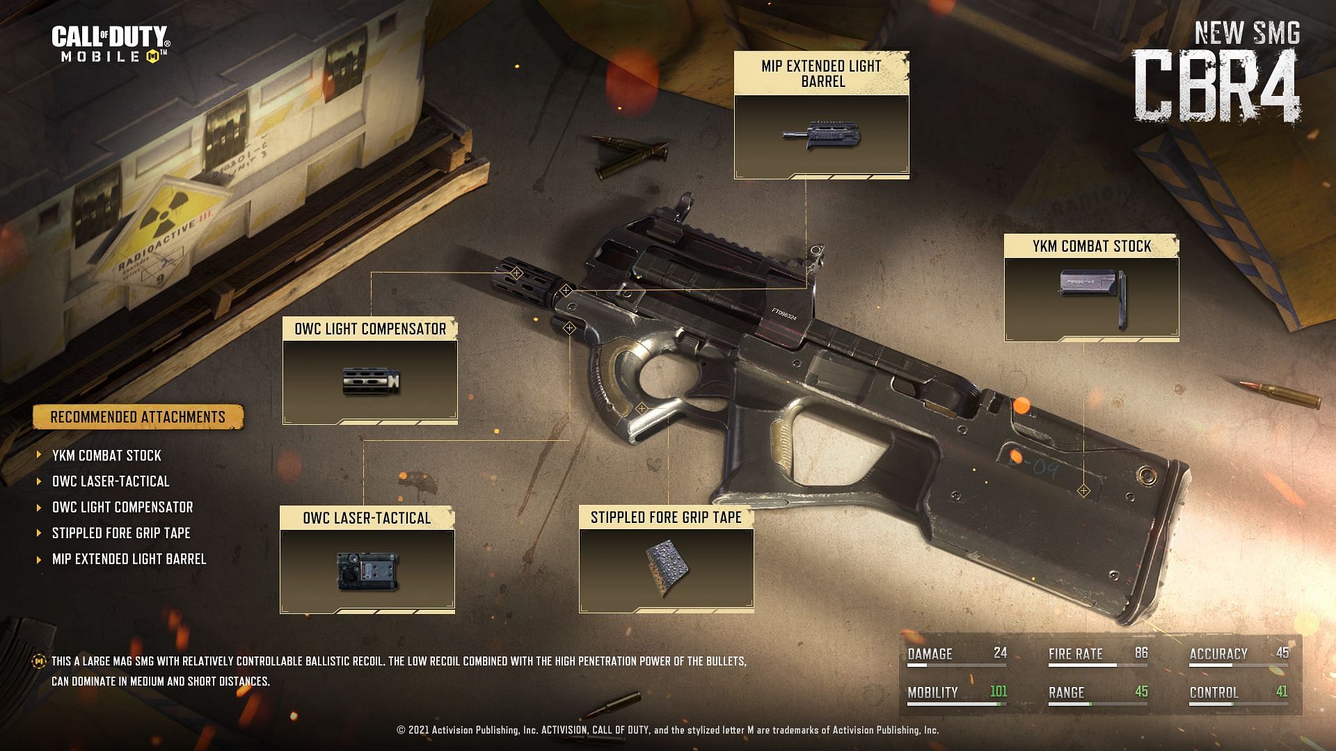 The new functional SMG, CBR4, can now be unlocked for free in COD Mobile Season 10 (Image via Activision)