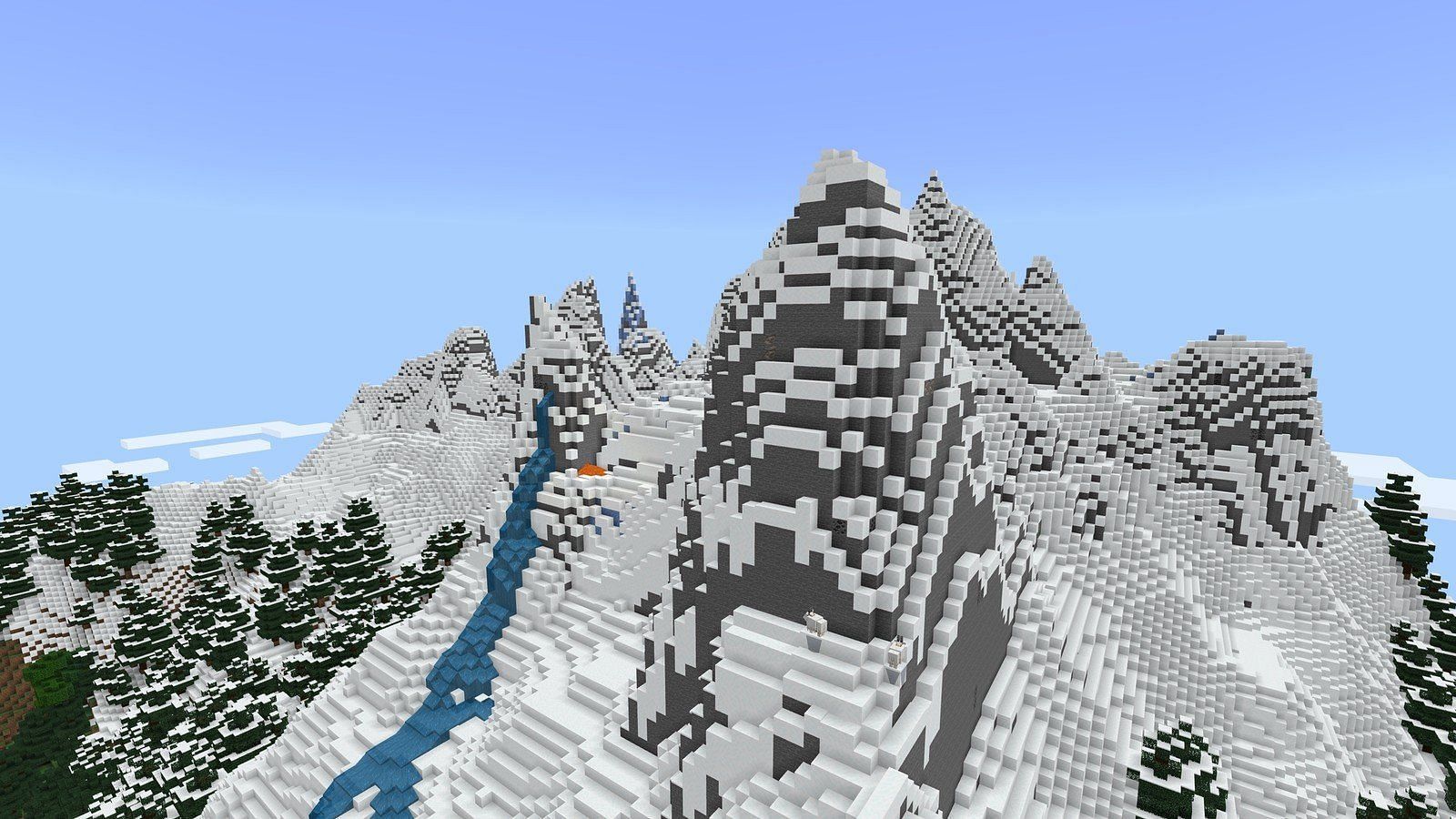 Mountains with steep cliffs in Minecraft (Image via Minecraft)