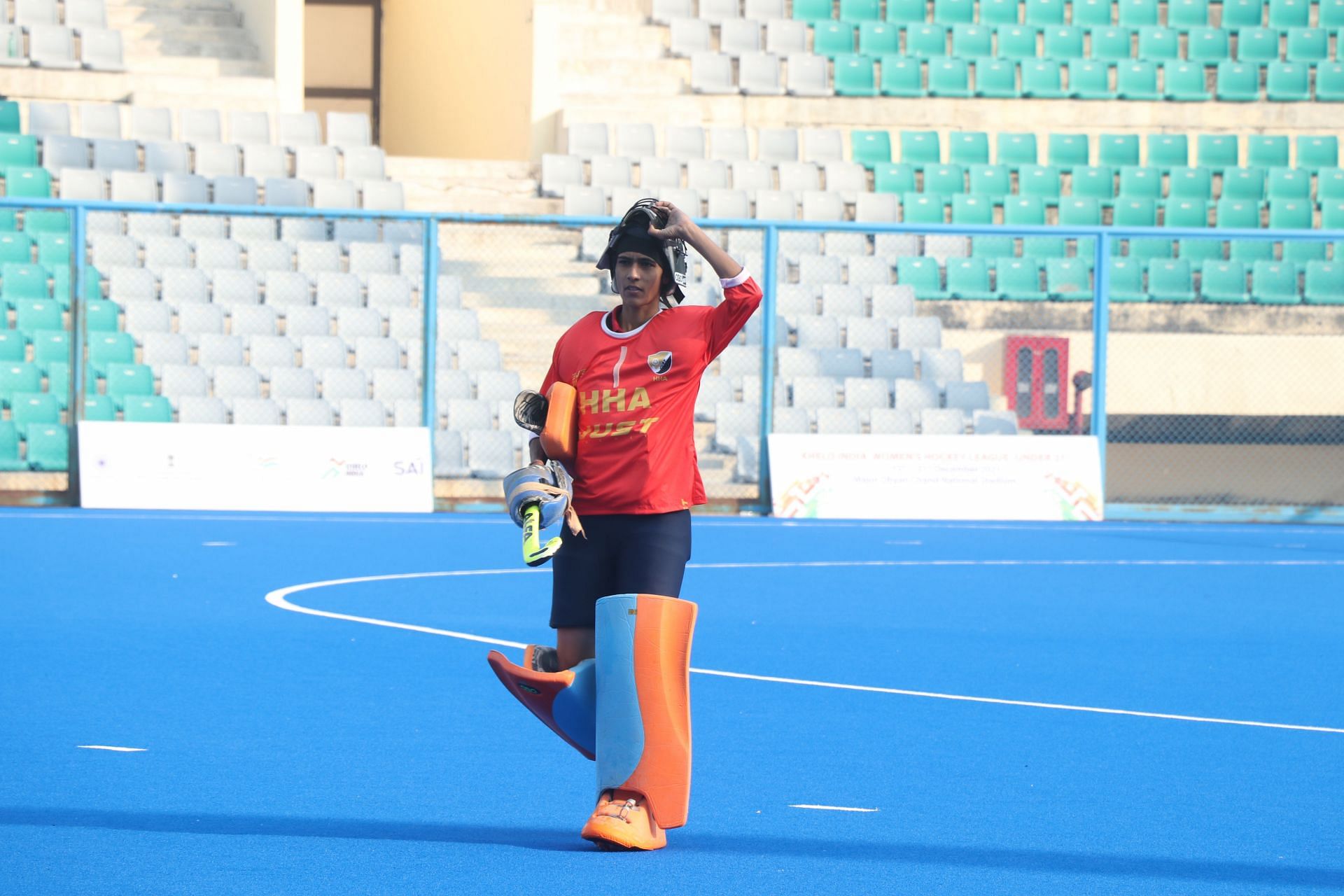 Young Haryana goalkeeper Rekha. (PC: SAI Media)