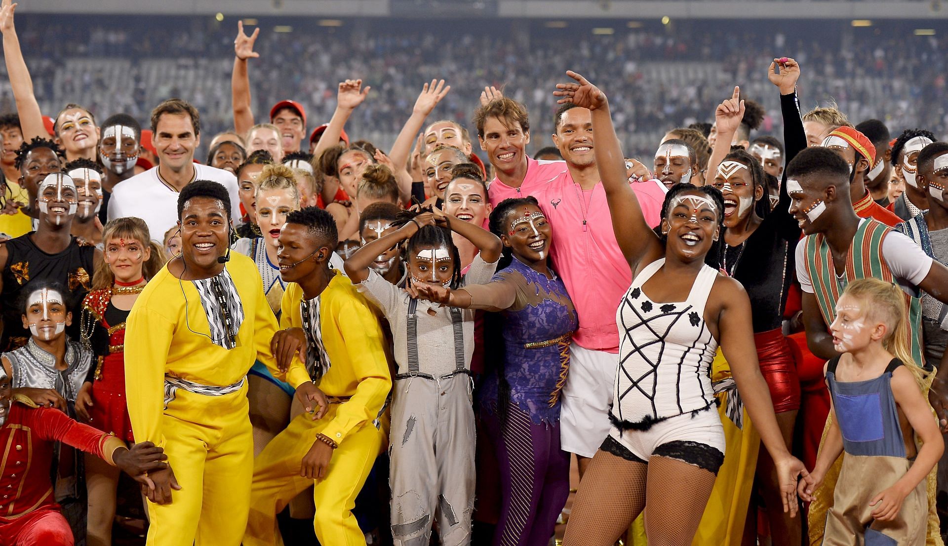 Roger Federer and Rafael Nadal at the 2020 Match in Africa event