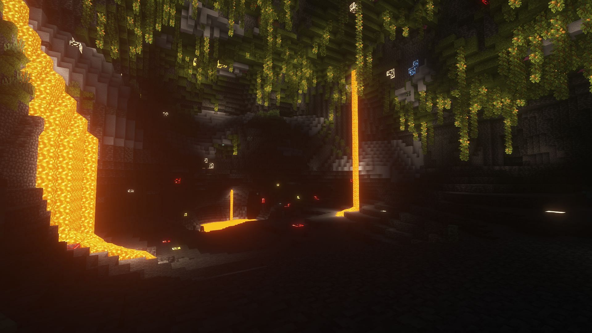 Visible ores in lush caves (Image via Mojang)