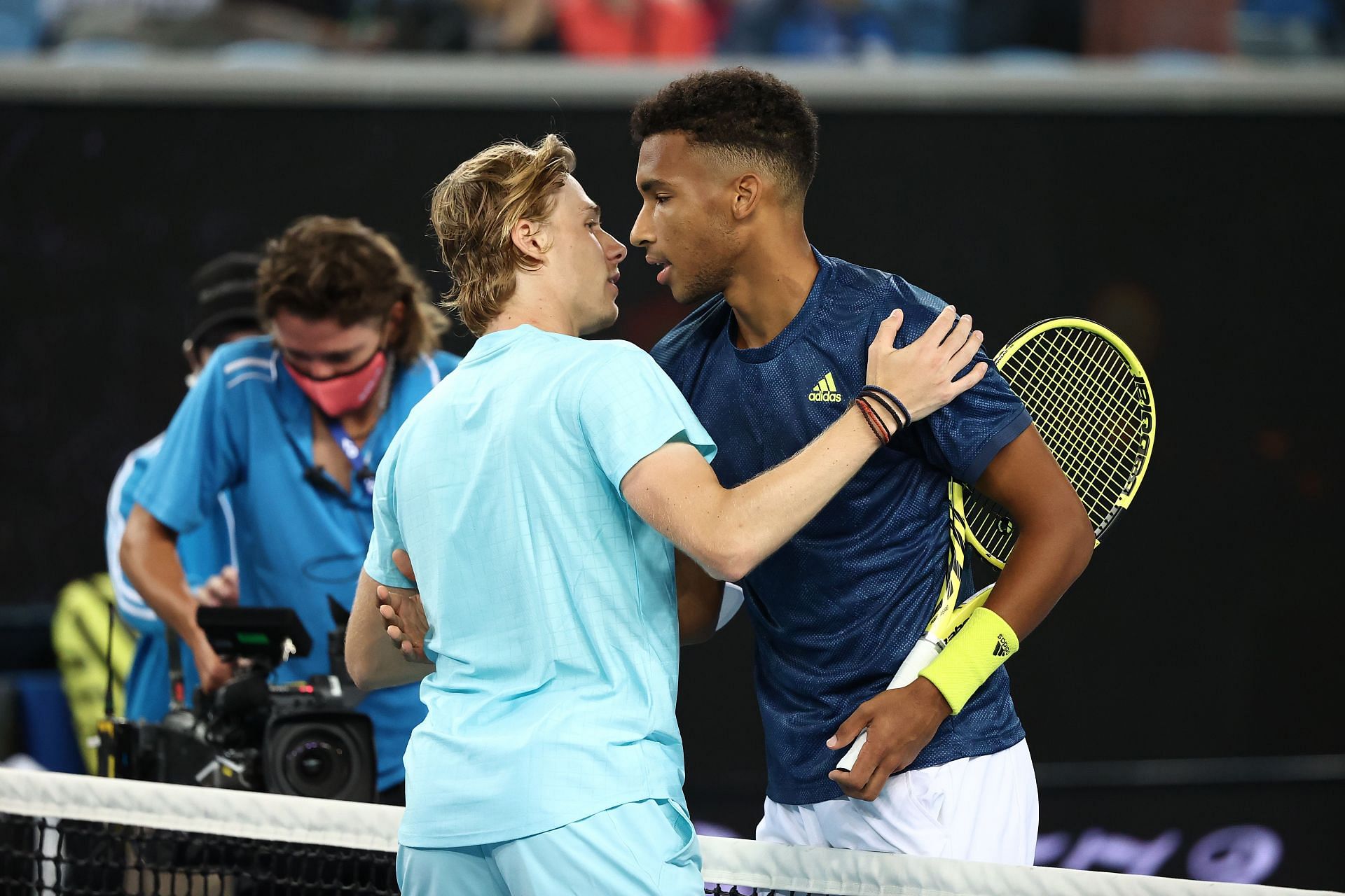 Denis Shapovalov and Felix Auger-Aliassime at the 2021 Australian Open.