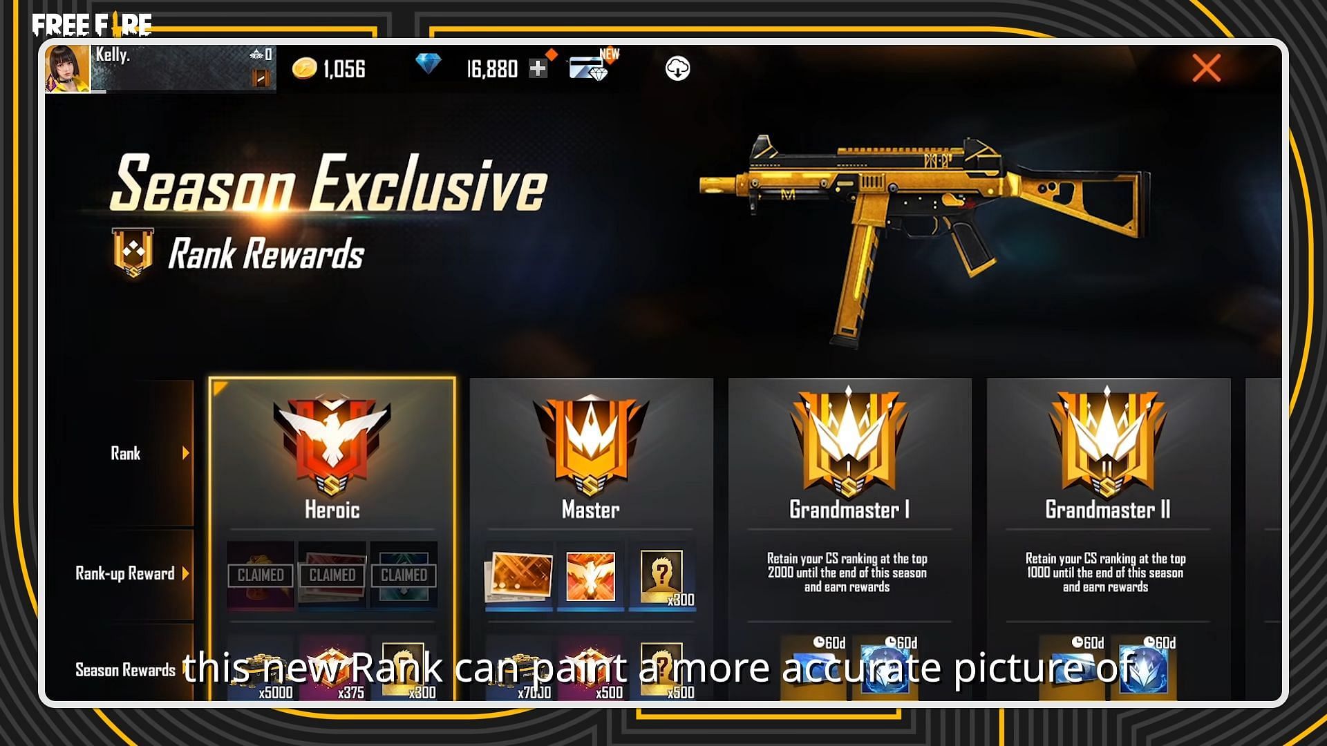 Master rank will be between Heroic and Grandmaster (Image via Free Fire)