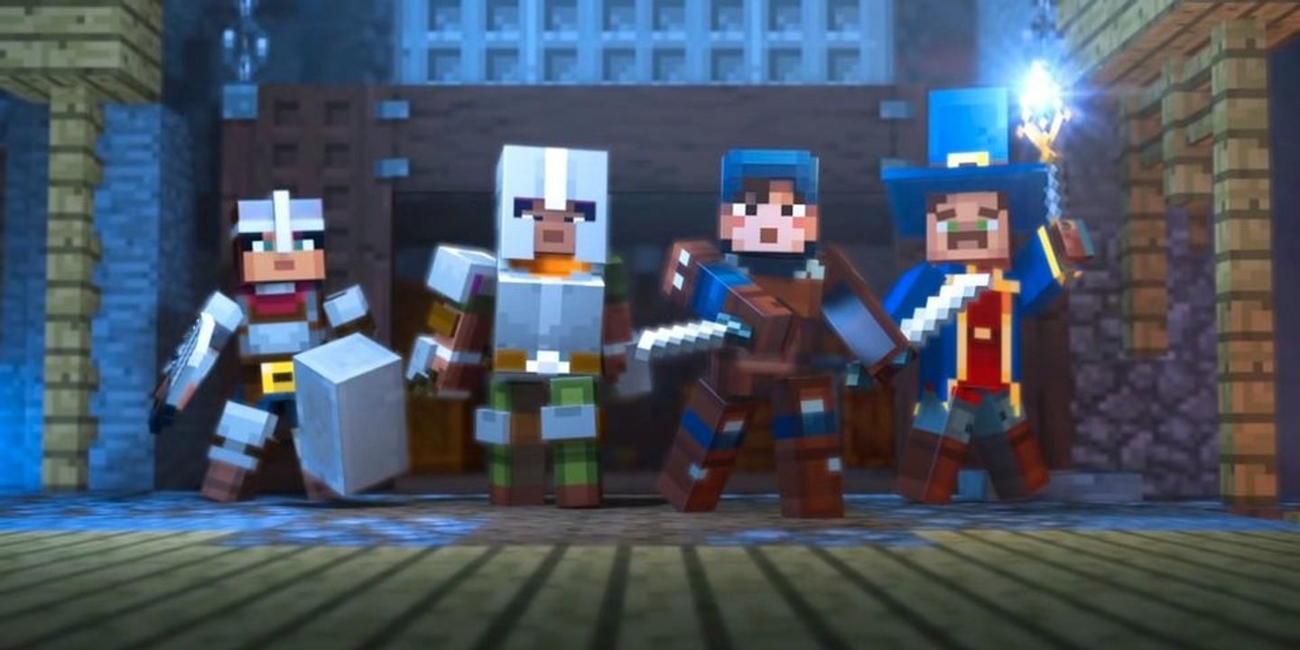 Delving into dungeons is even more fun with friends (Image via Mojang)
