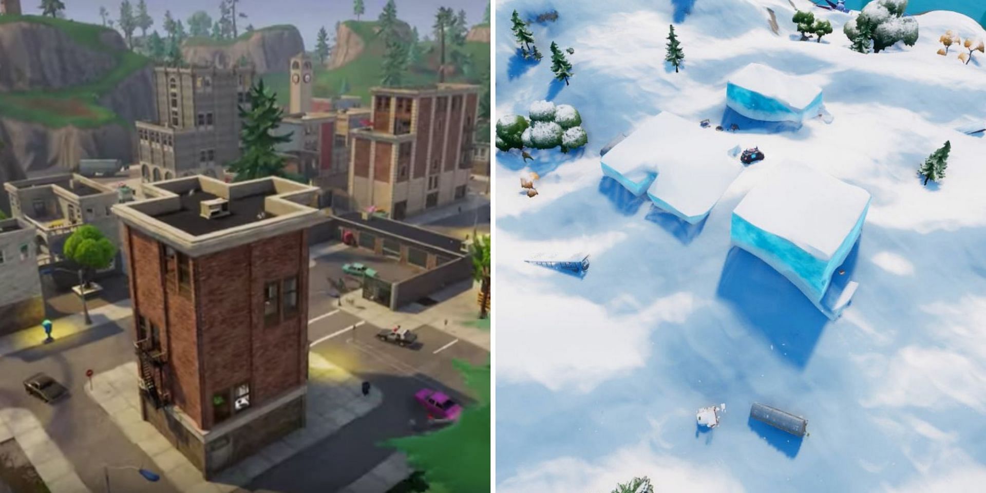 Tilted Towers is currently buried under snow in Fortnite Chapter 3 Season 1 (Image via Fortnite)