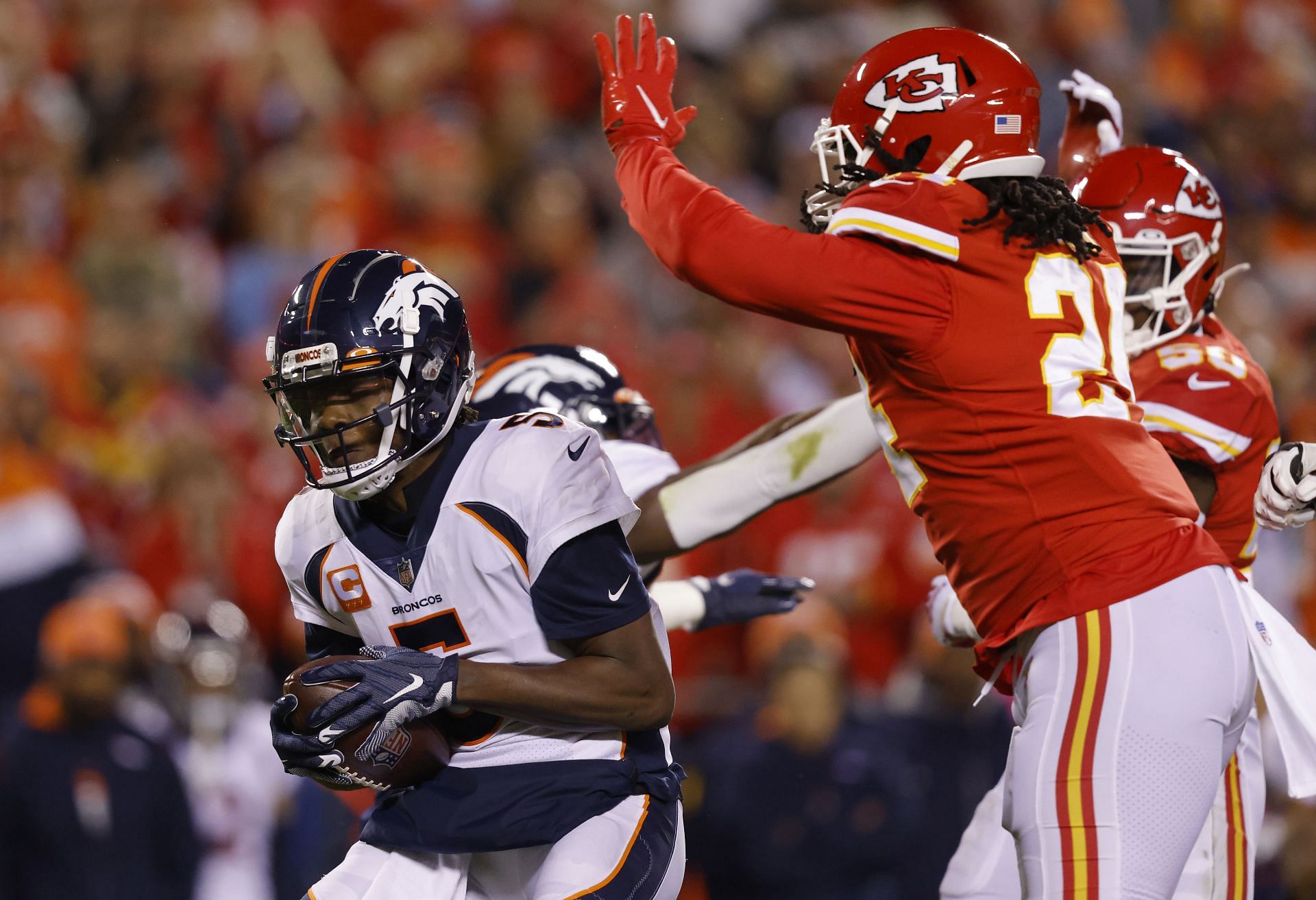 Bridgewater under siege during Sunday night&#039;s loss in Kansas City (Photo: Getty)