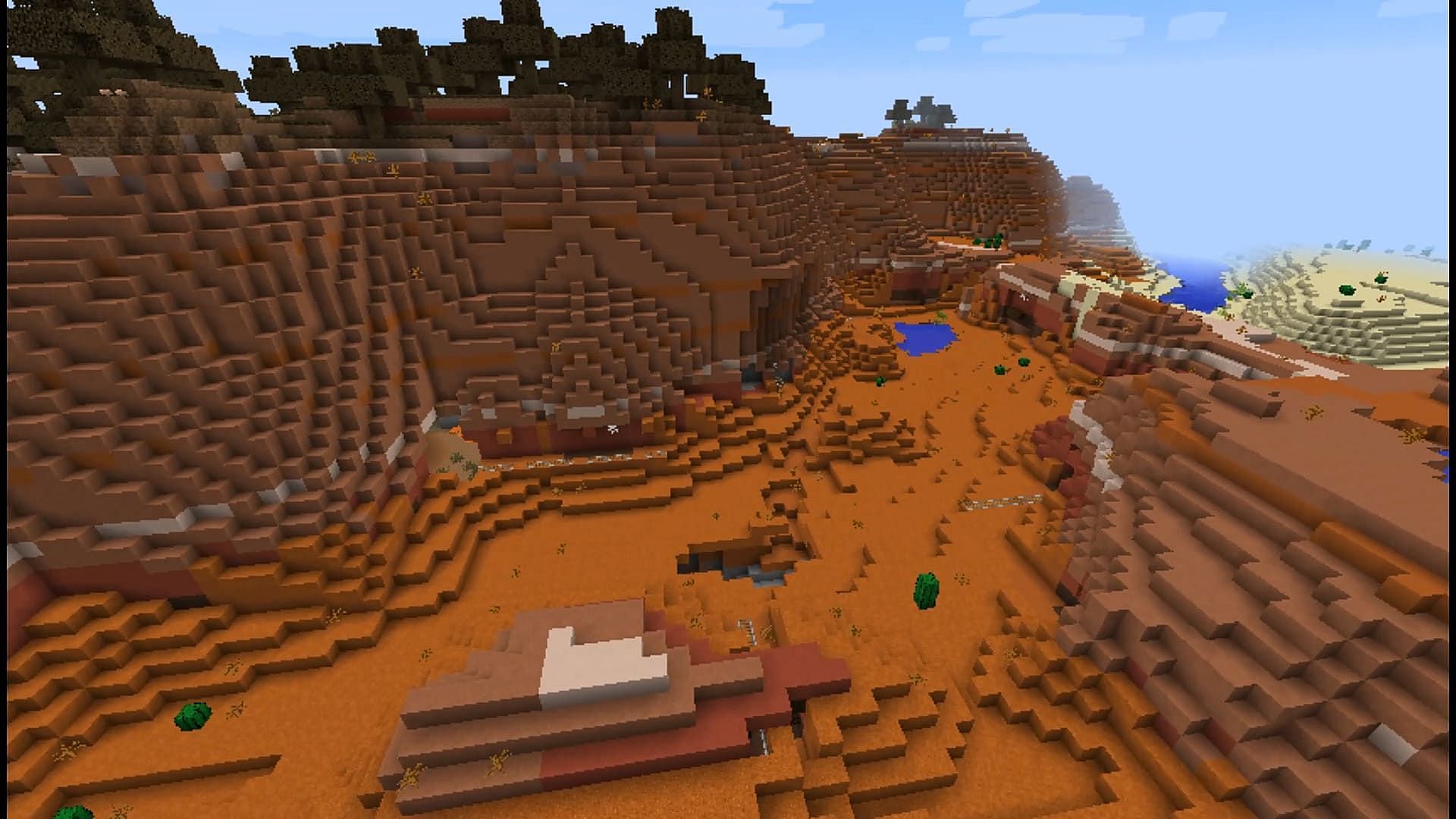 The Badlands or mesa biome is the best place to find gold (Image via Minecraft)