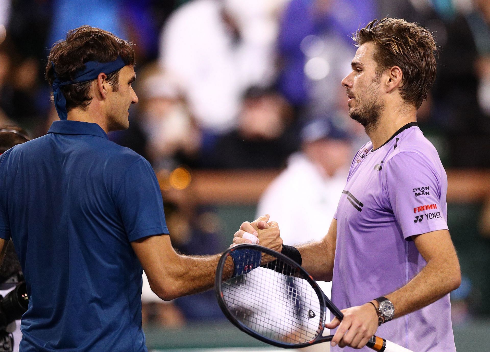 Roger Federer and Stan Wawrinka at the Indian Wells Masters 2021